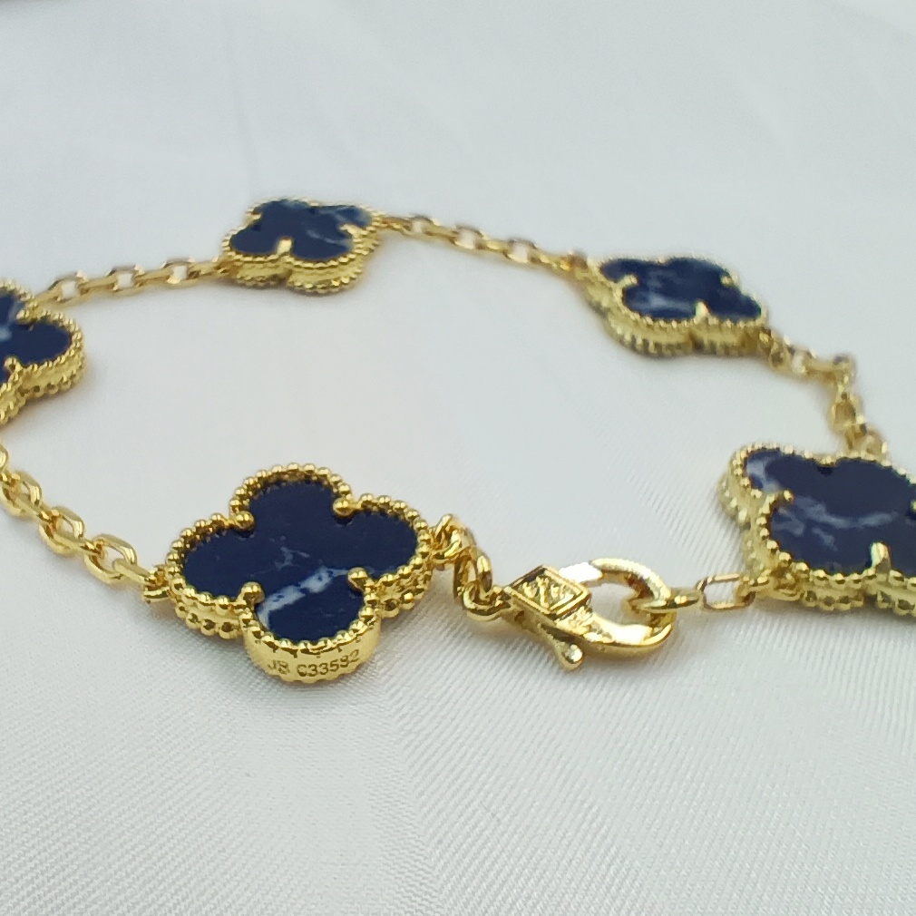 VCS017 Van cleef vintage alhambra bracelet Pietersite stone 5 motif - ccjewelryacc