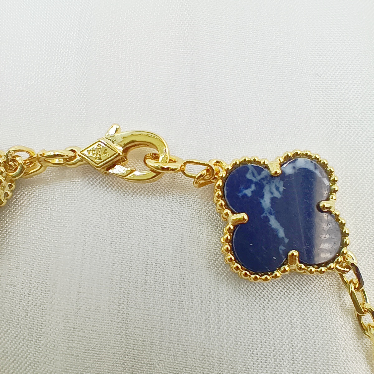 VCS017 Van cleef vintage alhambra bracelet Pietersite stone 5 motif - ccjewelryacc