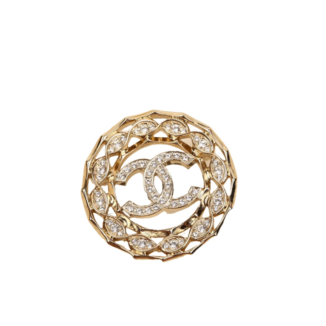 BCB446 24B Round cc logo brooch pin - ccjewelryacc
