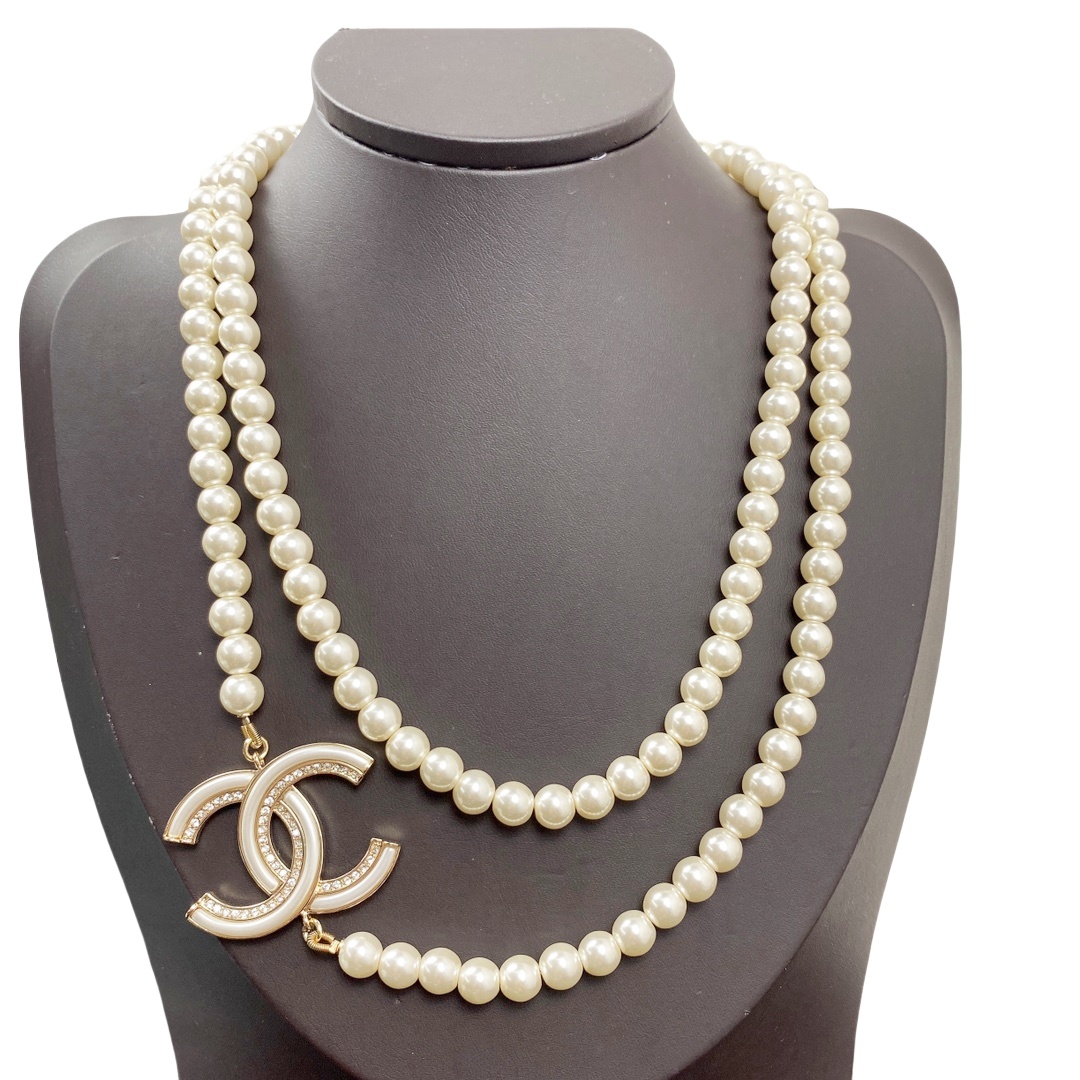 CCL071 Coco CC long pearl necklace - ccjewelryacc