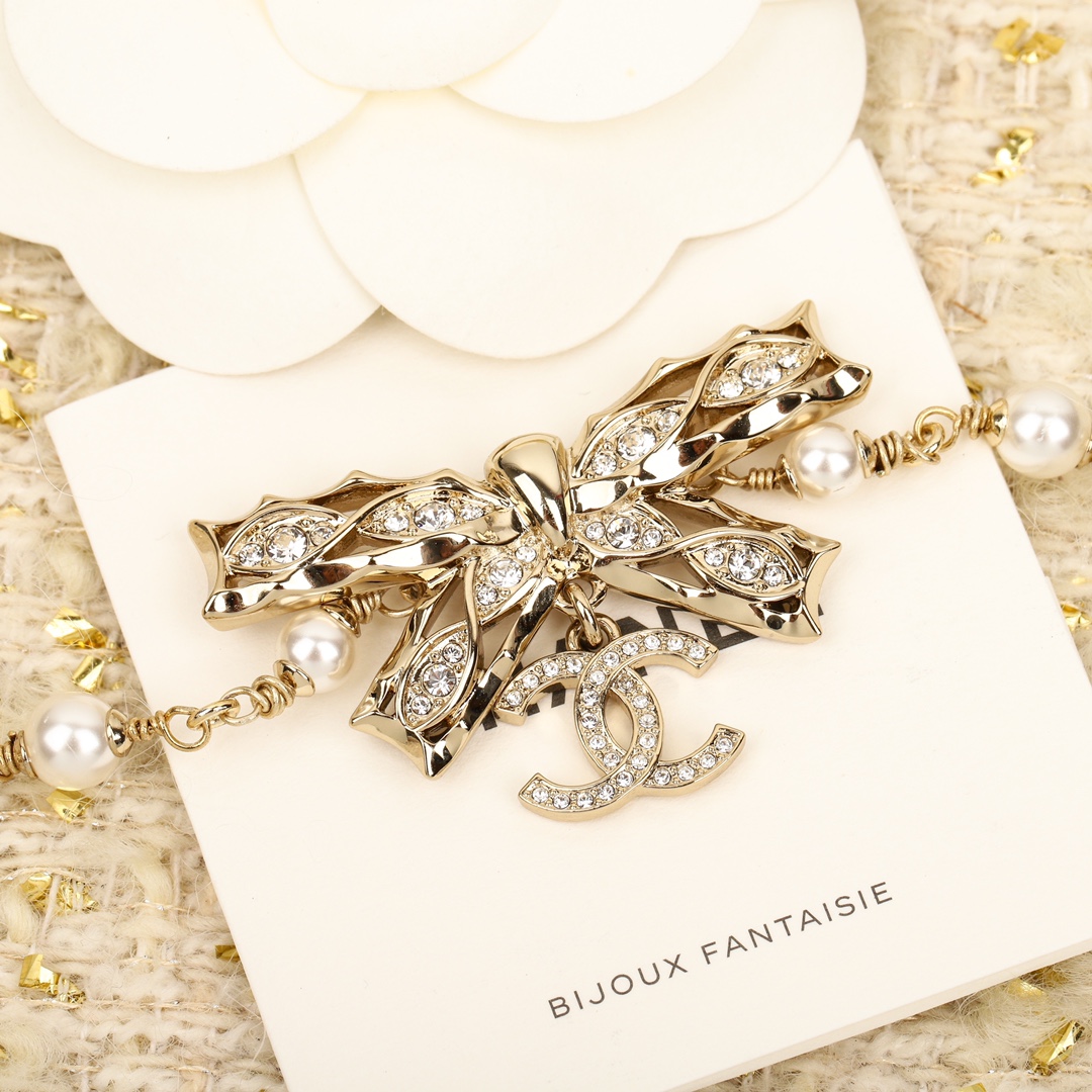 CCN547 24B metal Gold bow cc logo choker necklace - ccjewelryacc