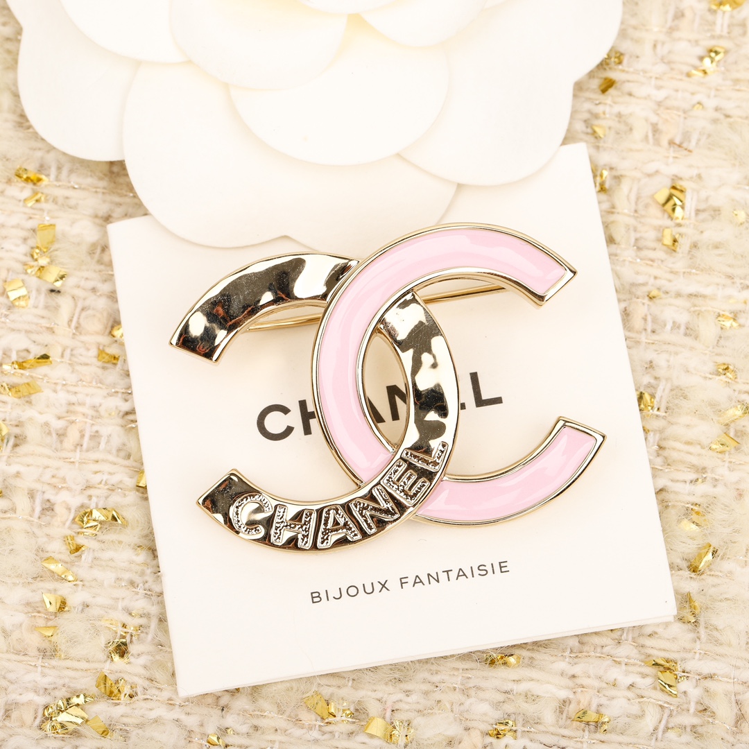 BCB361 24B Pink cc logo brooch pin - ccjewelryacc