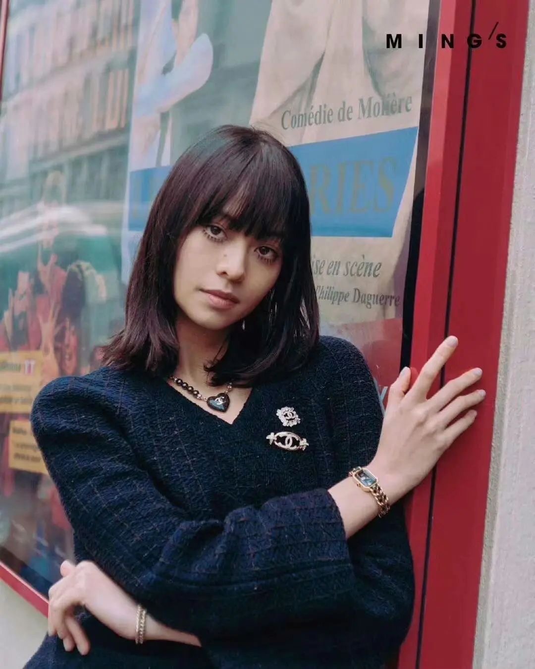 BCB443 Cross crystal cc logo Brooch pin - ccjewelryacc