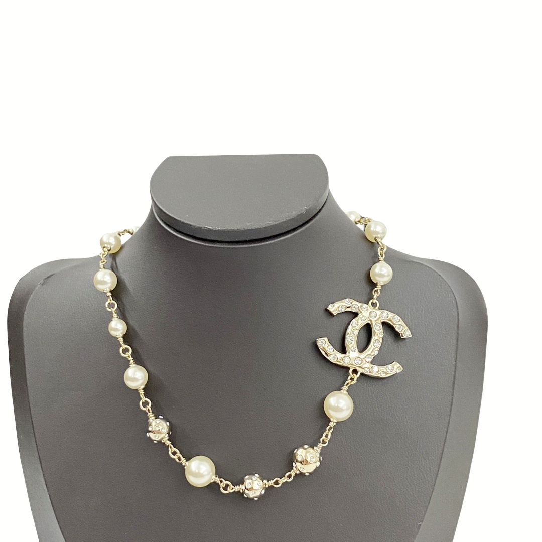 CCN546 24B metal Gold cc logo choker necklace - ccjewelryacc