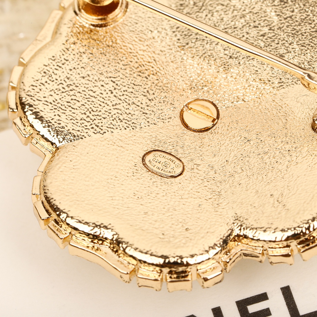 BCB447 24A Pearl crystal Heart Four Leaf Clover Brooch pin - ccjewelryacc