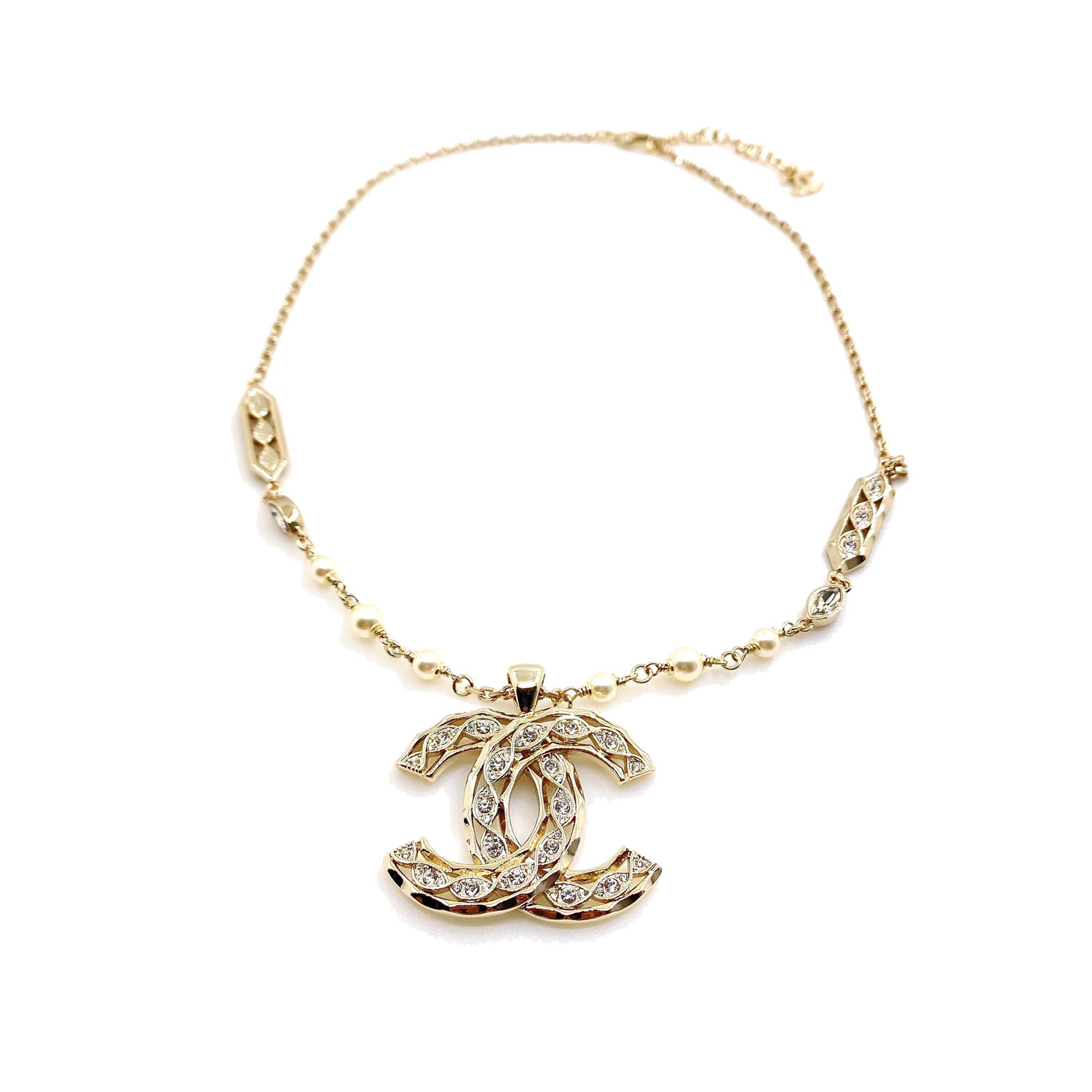 CCN549 Metal cc logo pendant necklace - ccjewelryacc