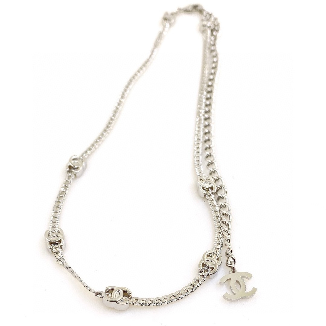 CCN518 Metal snake chain with 5 CC logo choker necklace - ccfashionjewelry
