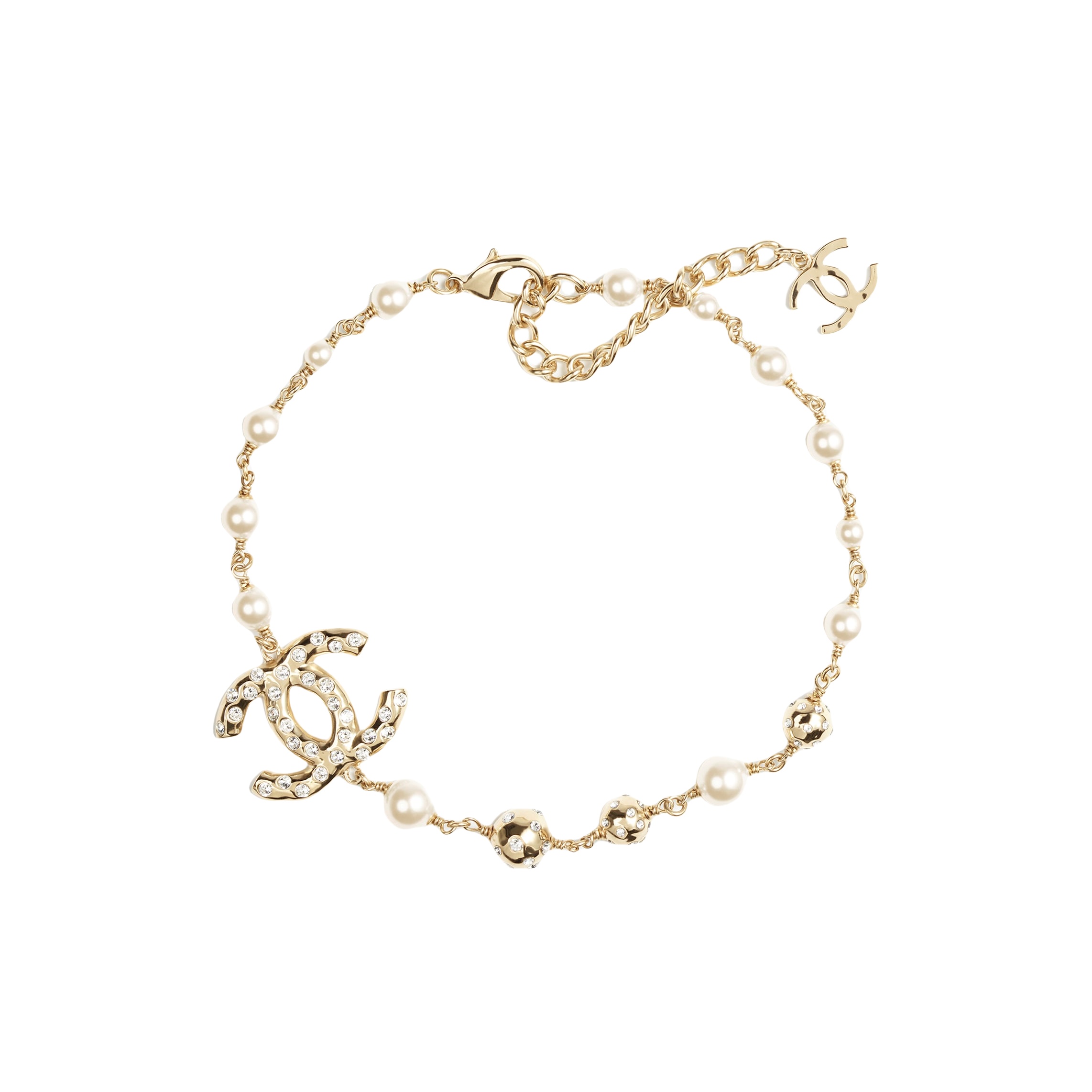 CCN546 24B metal Gold cc logo choker necklace - ccjewelryacc