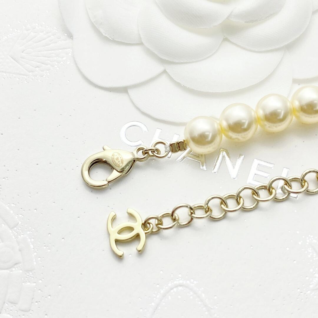 CCN550 24B Rhinestone cc logo pendant pearl necklace - ccjewelryacc