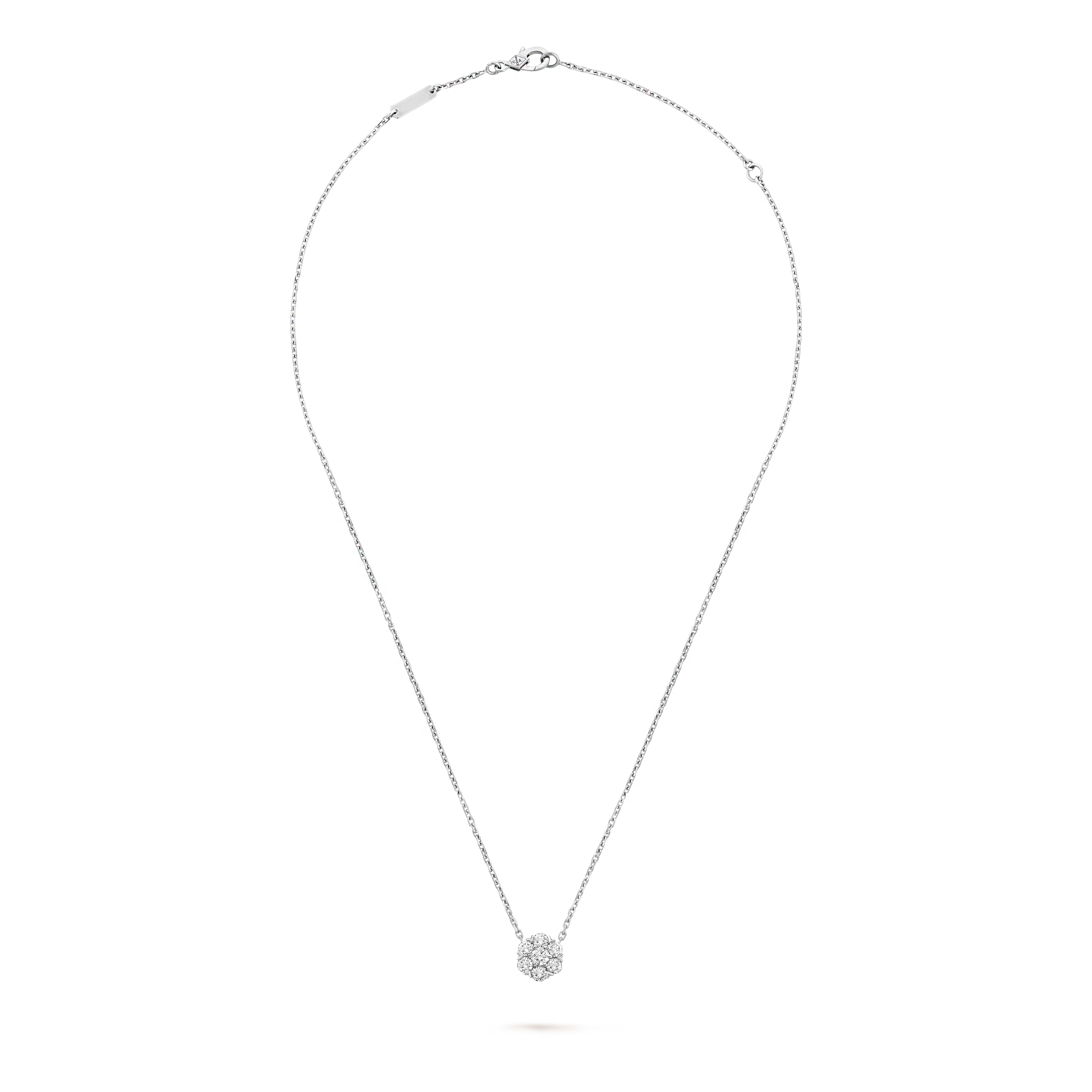 VCNS003 18k white gold/rose gold VCA diamond Fleurette necklace and stud earrings - ccjewelryacc