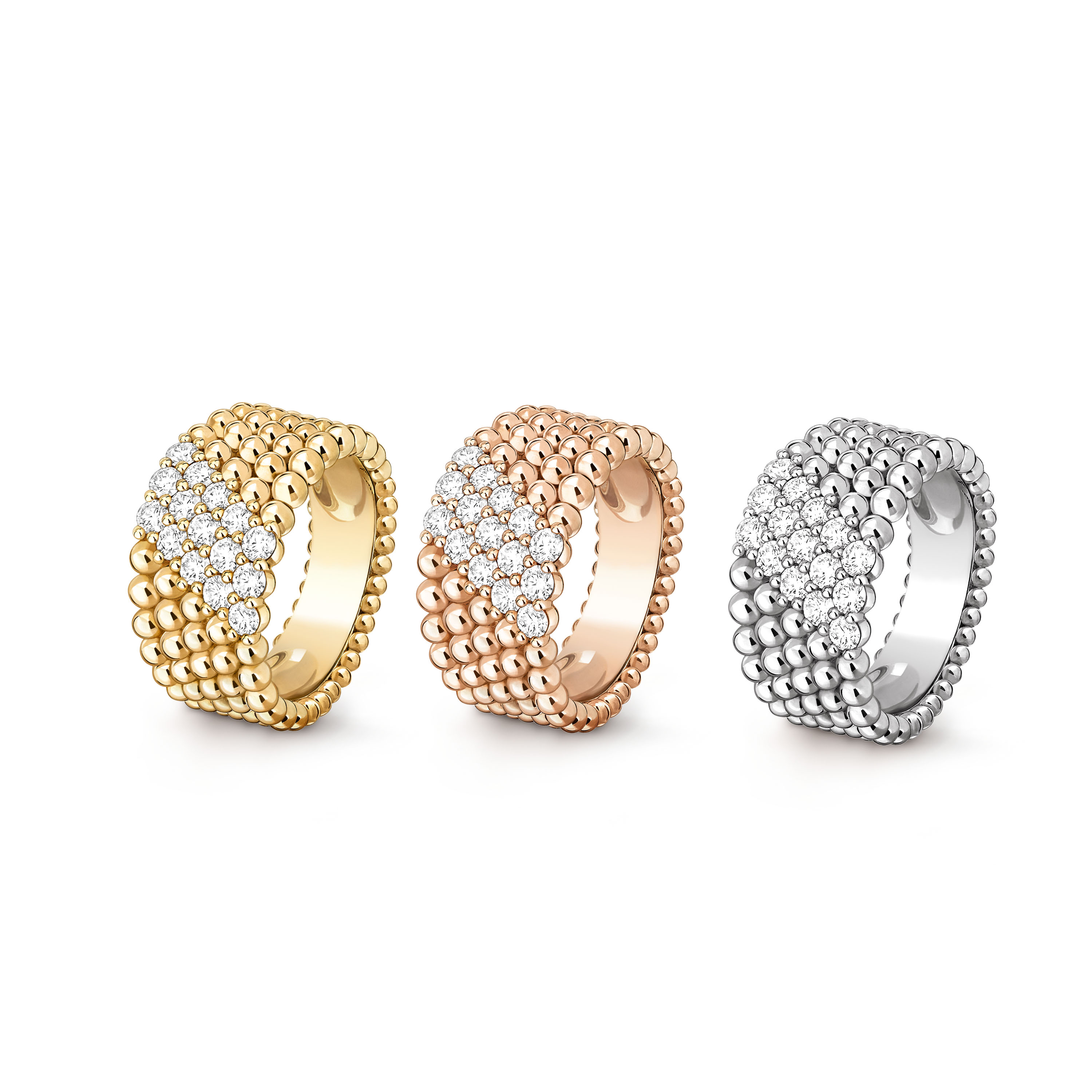 VCRV002 18K Gold VCA Perlée diamonds ring, 5 rows - ccfashionjewelry
