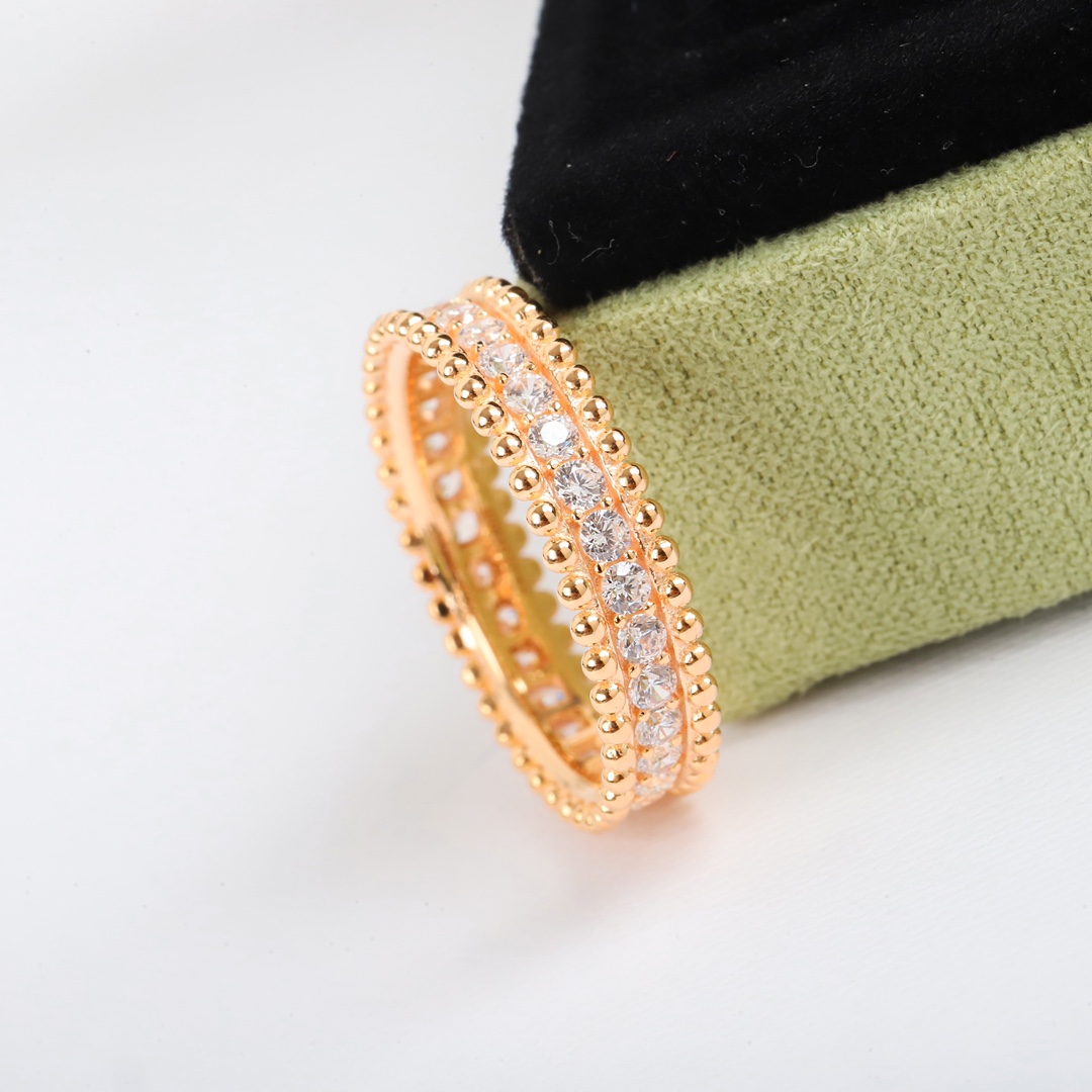 VCRV004 18k Gold VCA Perlée diamonds ring, 1 row - ccjewelryacc