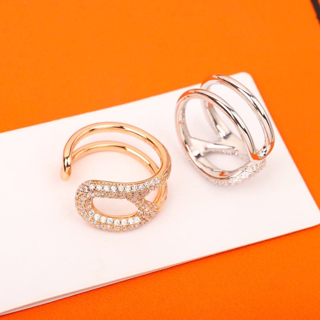 HMRS009 S925 Sterling Silver Pig nose Farandole Ring For Men Women - ccjewelryacc