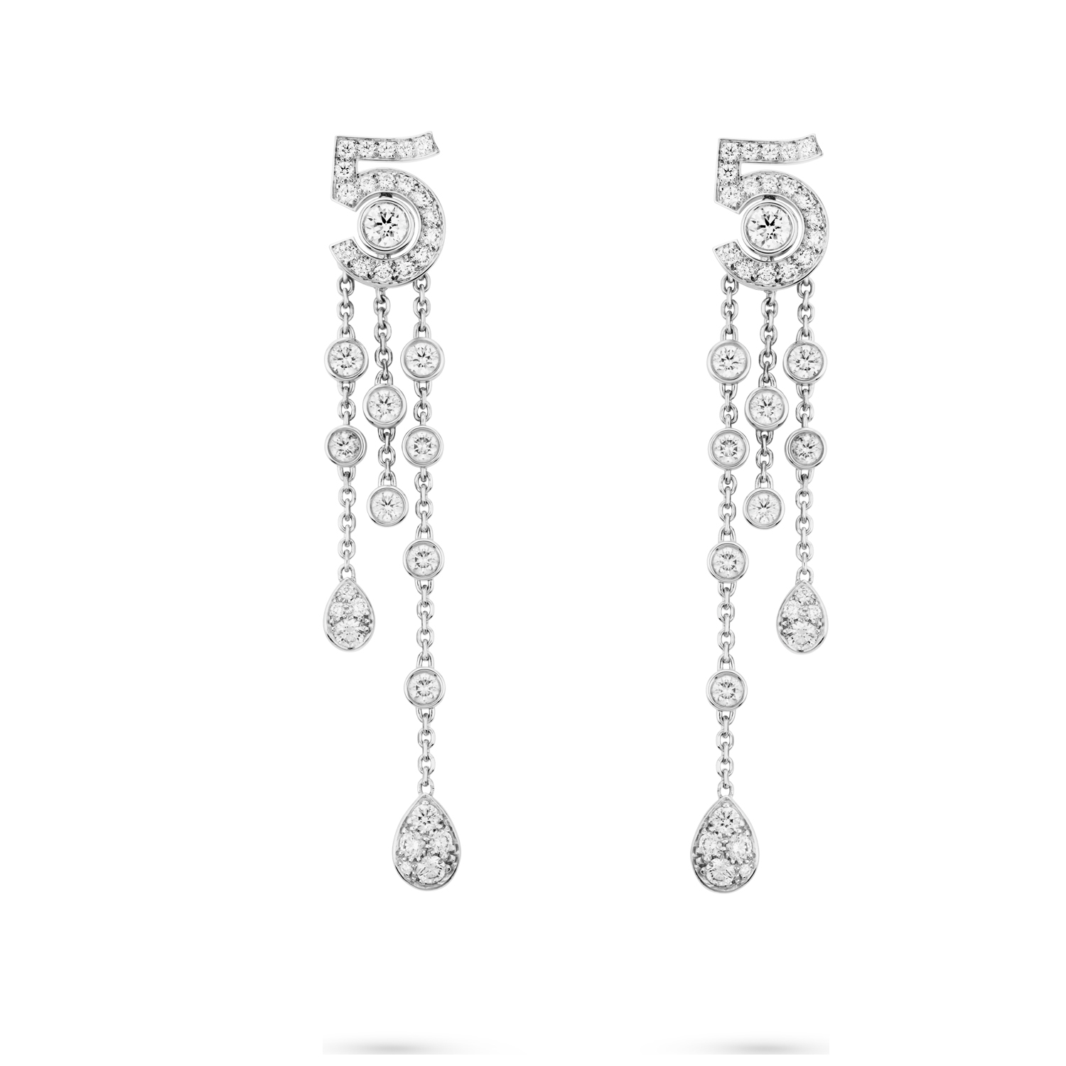 CCES003 S925 Sterling silver Eternal No 5 transformable diamond earrings - ccfashionjewelry
