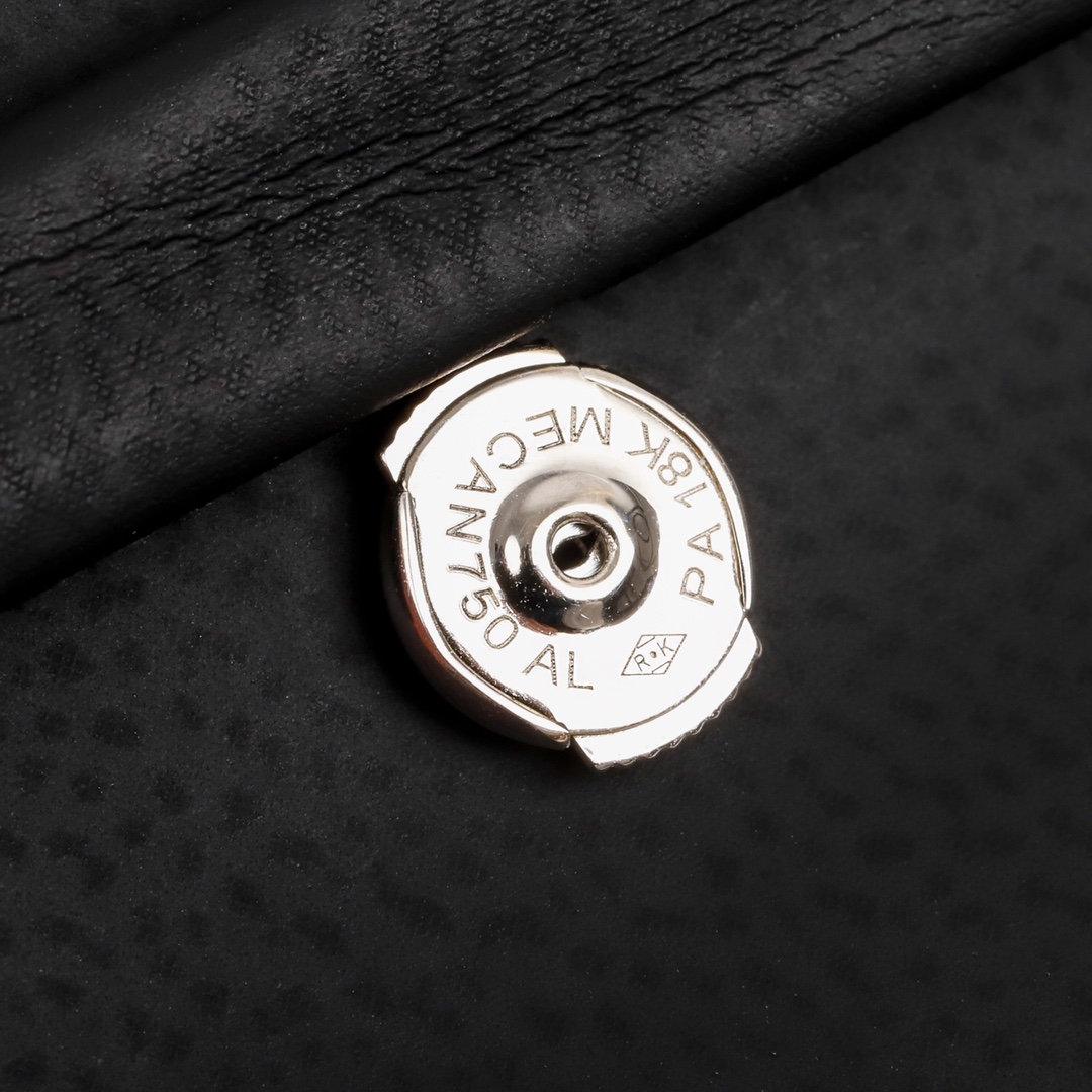 HMES003 S925 Sterling silver 18K White Gold Plated Diamond PM Chaine D'Ancre Enchainee Earrings - ccjewelryacc