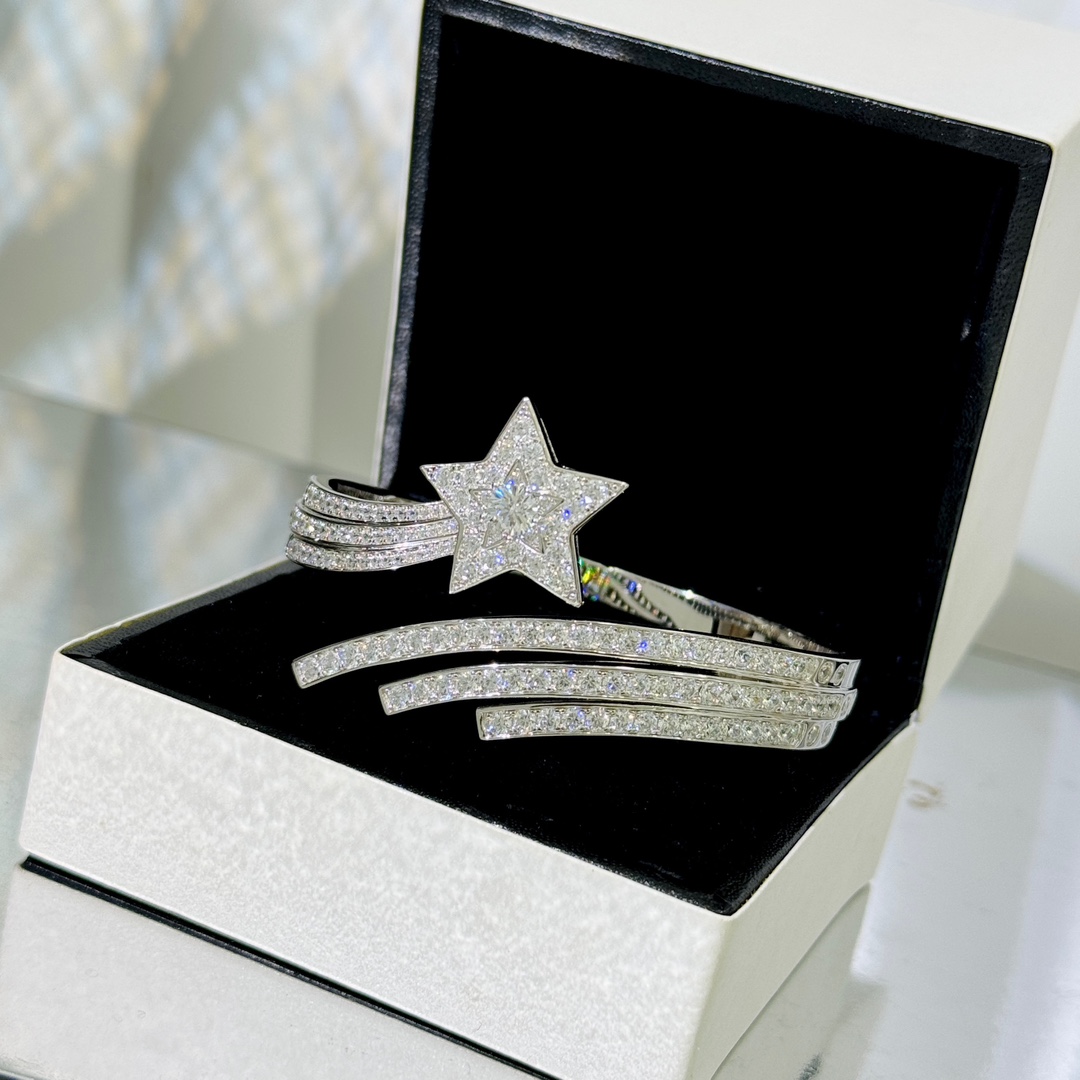 CCSS003 S925 Silver Comete Diamond Bangle Bracelet - ccjewelryacc