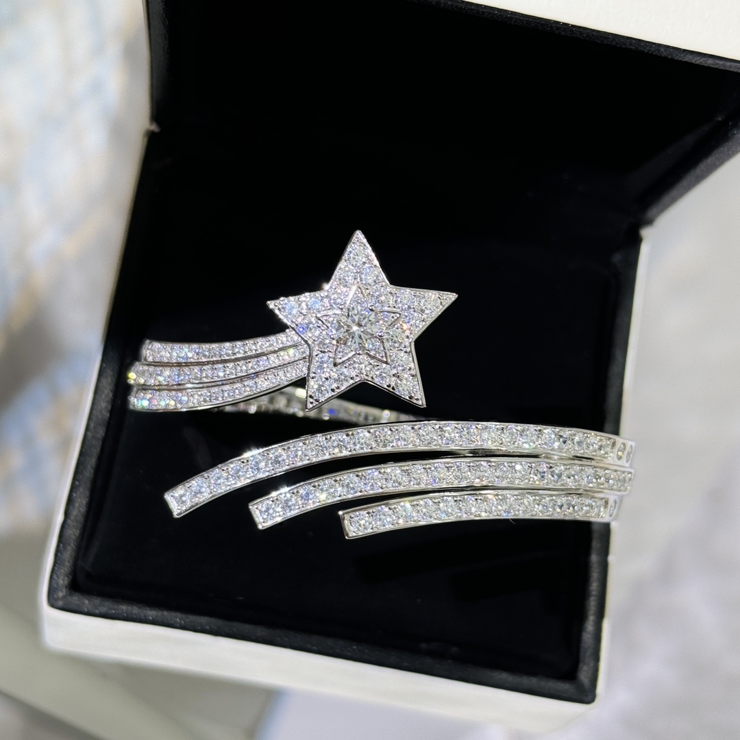 CCSS003 S925 Silver Comete Diamond Bangle Bracelet - ccjewelryacc