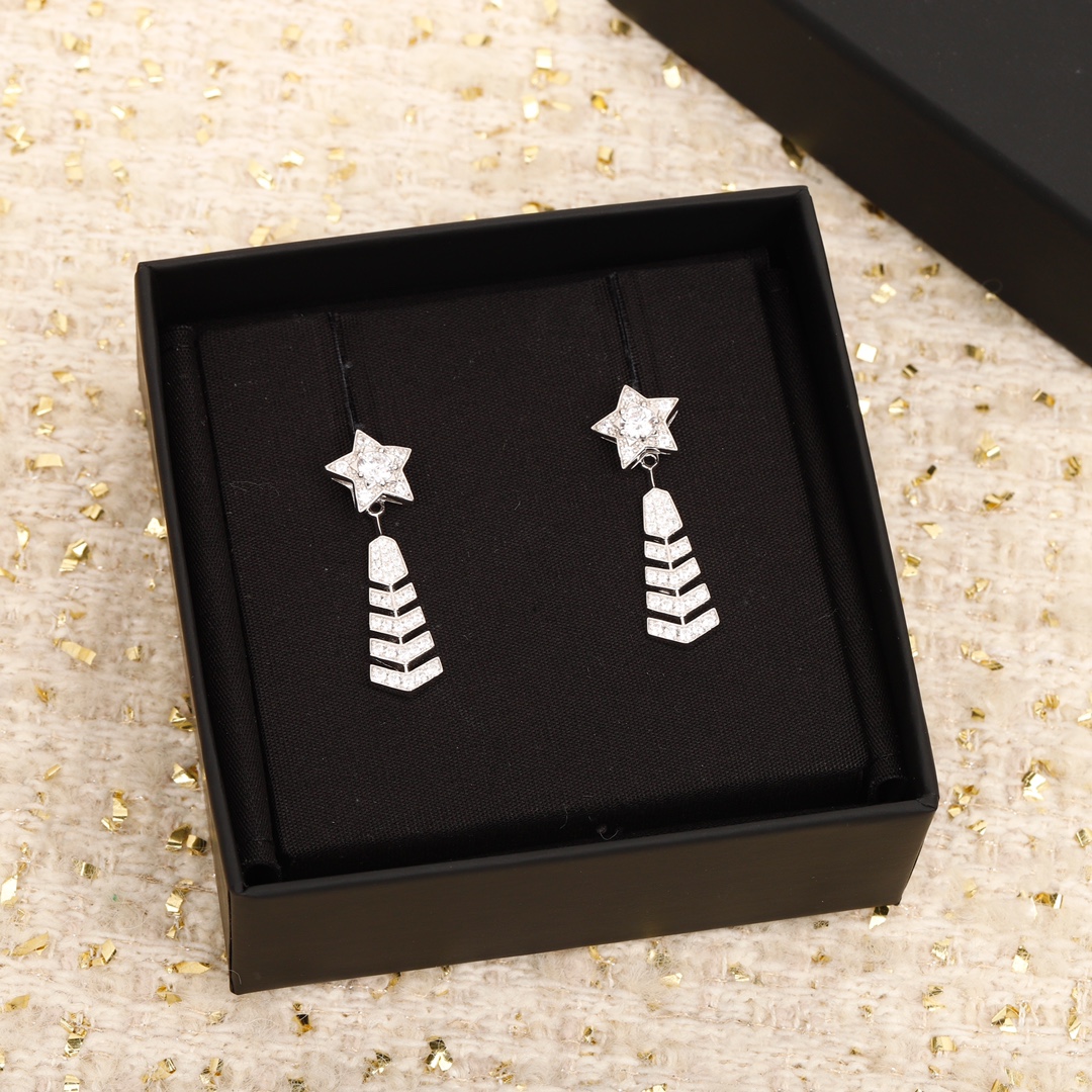 CCES004 S925 Sterling Silver diamond Comète Chevron earring - ccfashionjewelry