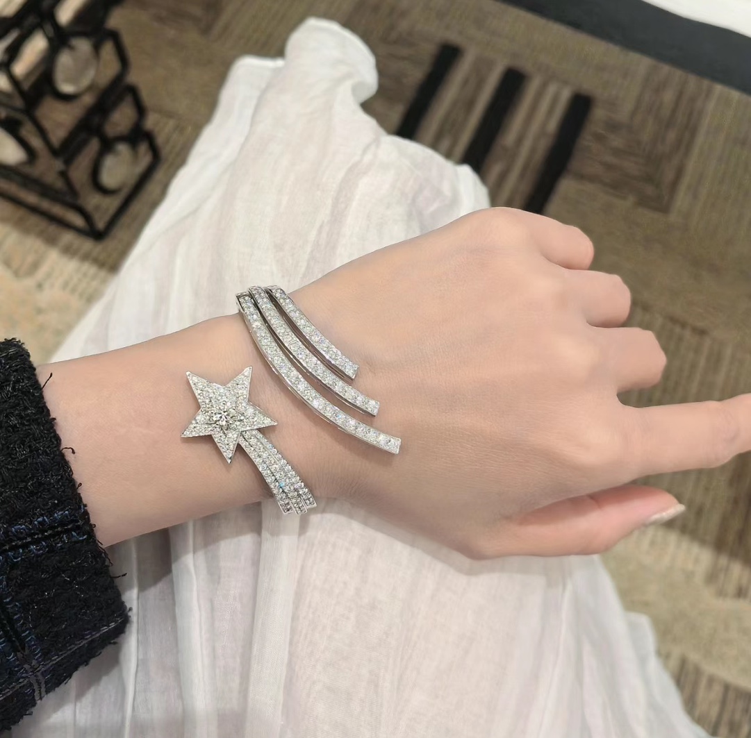 CCSS003 S925 Silver Comete Diamond Bangle Bracelet - ccjewelryacc