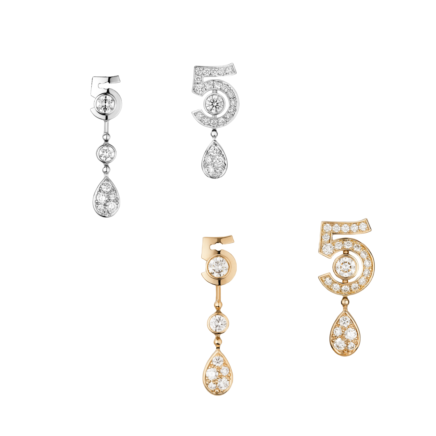 CCES006 S925 Sterling silver Eternal N°5 transformable earrings - ccfashionjewelry