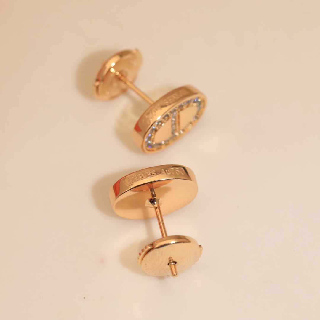 HME022 Hermes Chaine d'ancre Contour stud earrings - ccjewelryacc