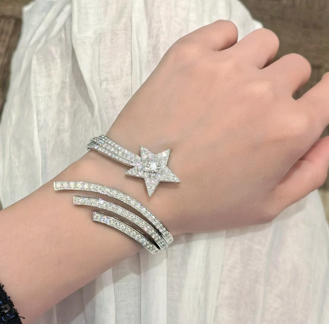 CCSS003 S925 Silver Comete Diamond Bangle Bracelet - ccjewelryacc