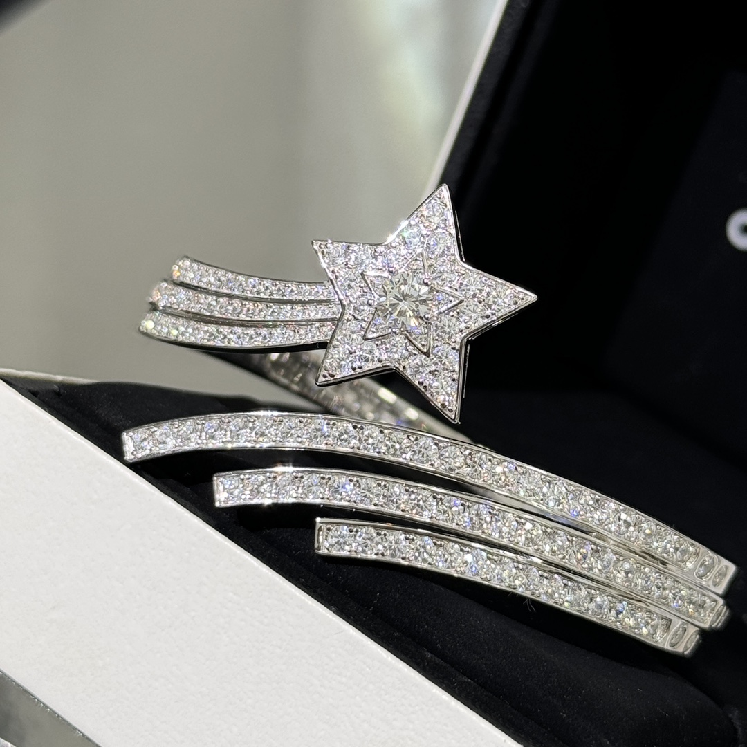 CCSS003 S925 Silver Comete Diamond Bangle Bracelet - ccjewelryacc