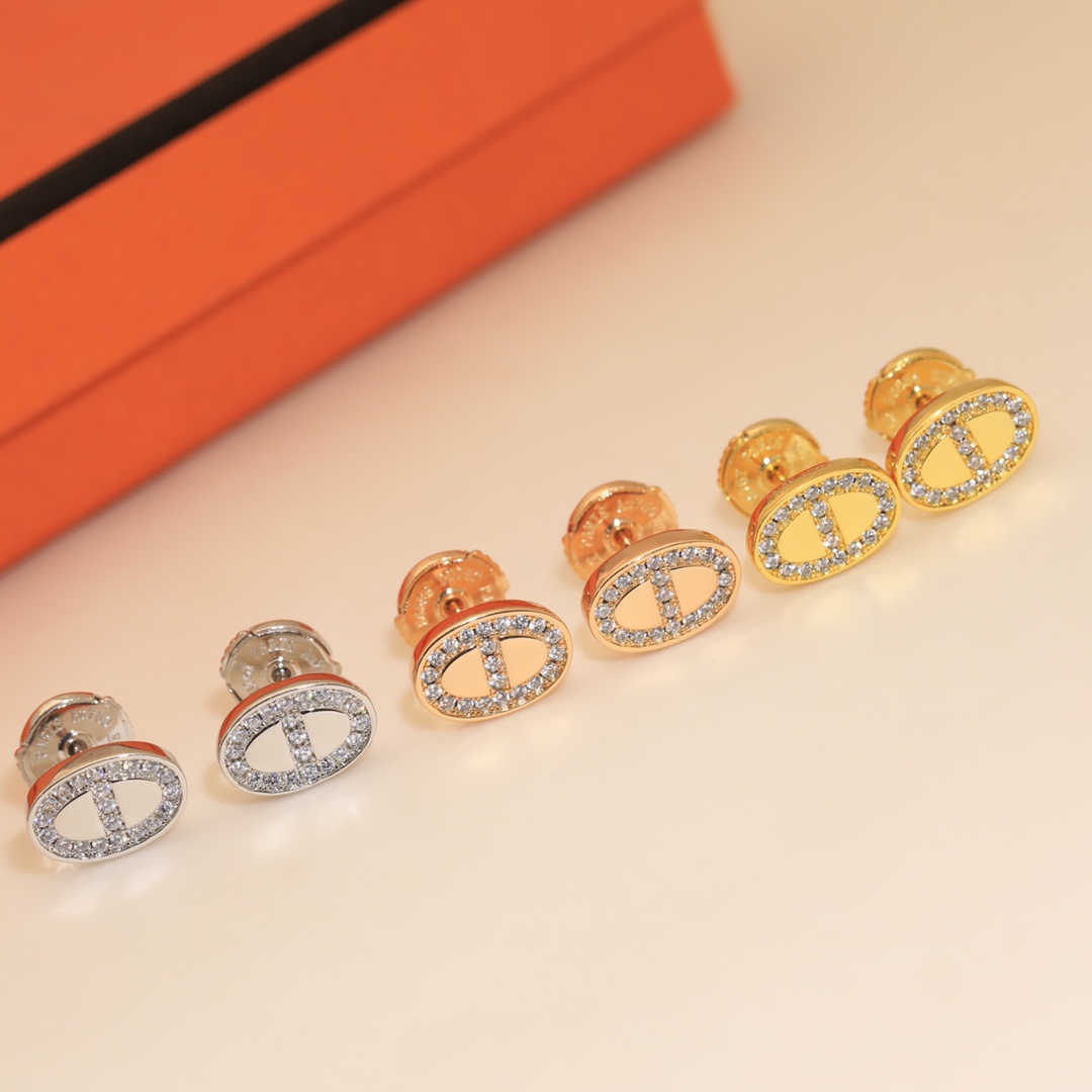 HME022 Hermes Chaine d'ancre Contour stud earrings - ccjewelryacc