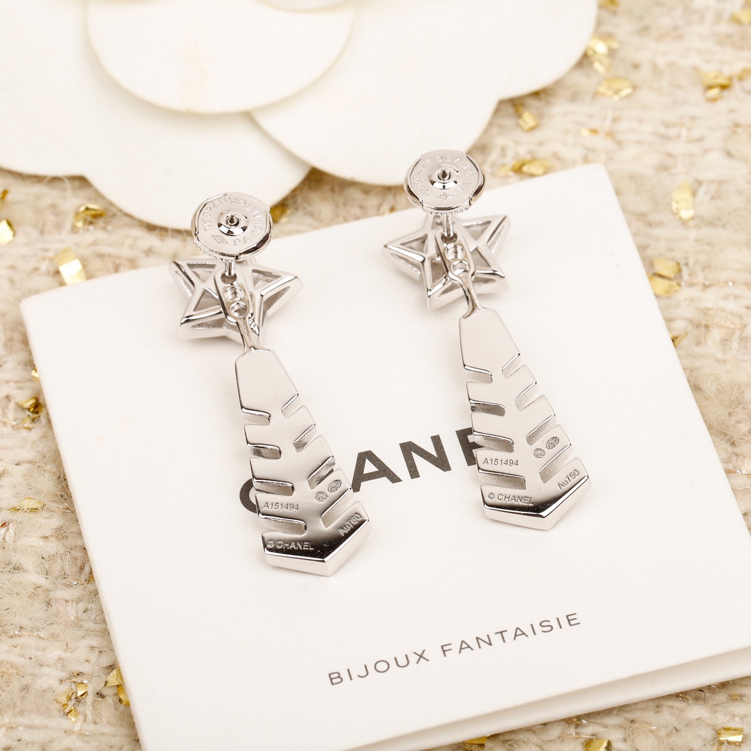 CCES004 S925 Sterling Silver diamond Comète Chevron earring - ccjewelryacc