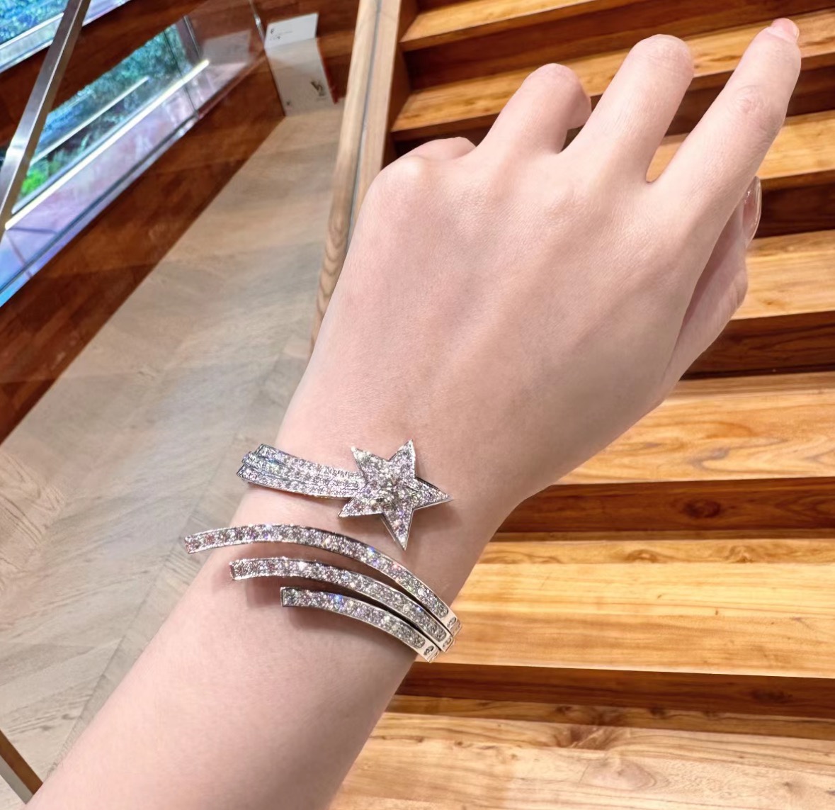 CCSS003 S925 Silver Comete Diamond Bangle Bracelet - ccjewelryacc