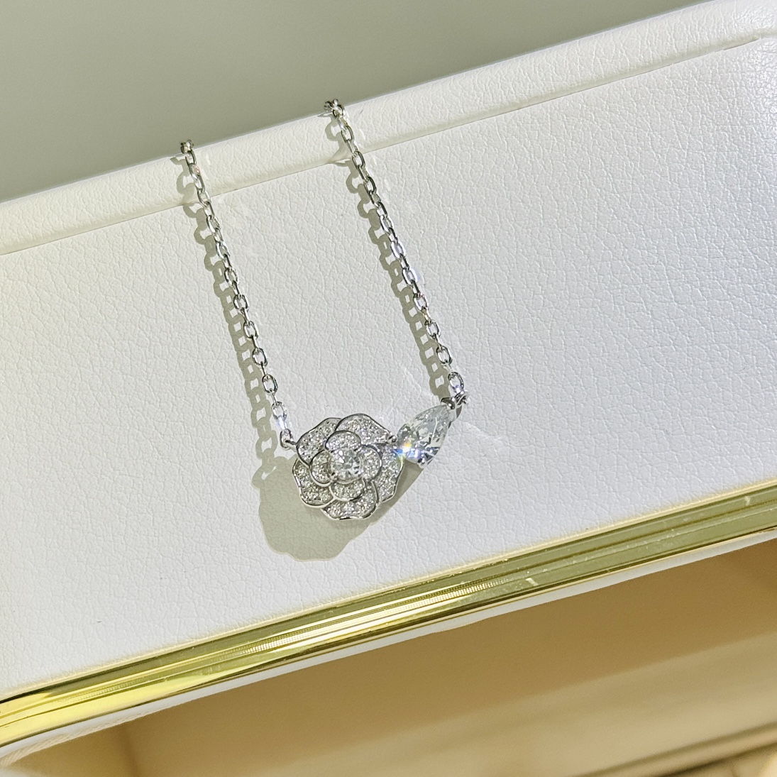 CCNS009 S925 Sterling silver BOUTON DE CAMELIA NECKLACE - ccjewelryacc