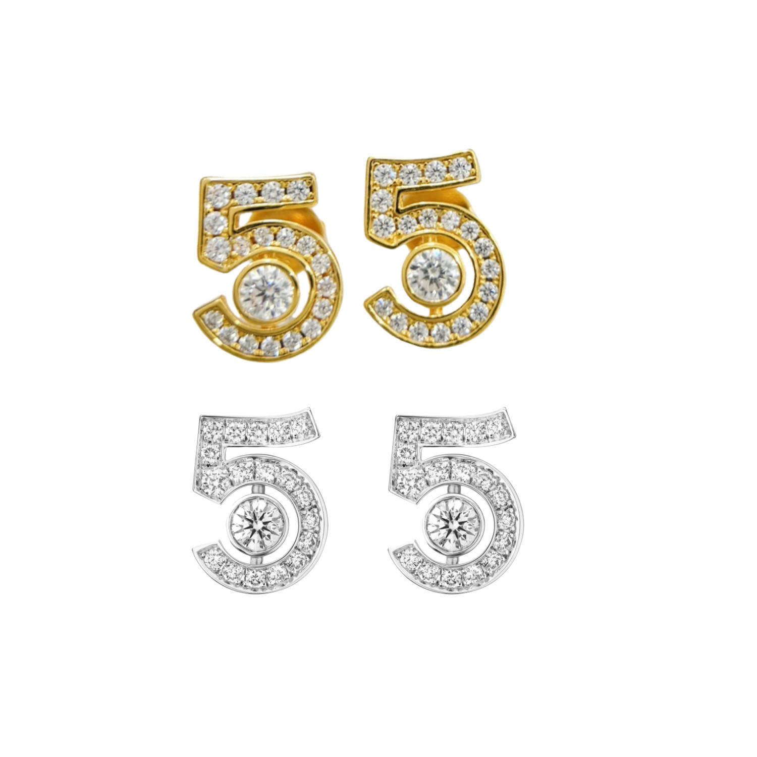 CCES011 S925 Sterling silver Eternal N°5 stud earring - ccfashionjewelry
