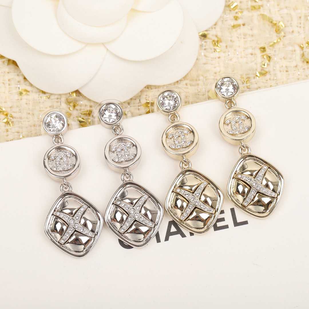 CCE881 X pattern cc logo earring - ccjewelryacc