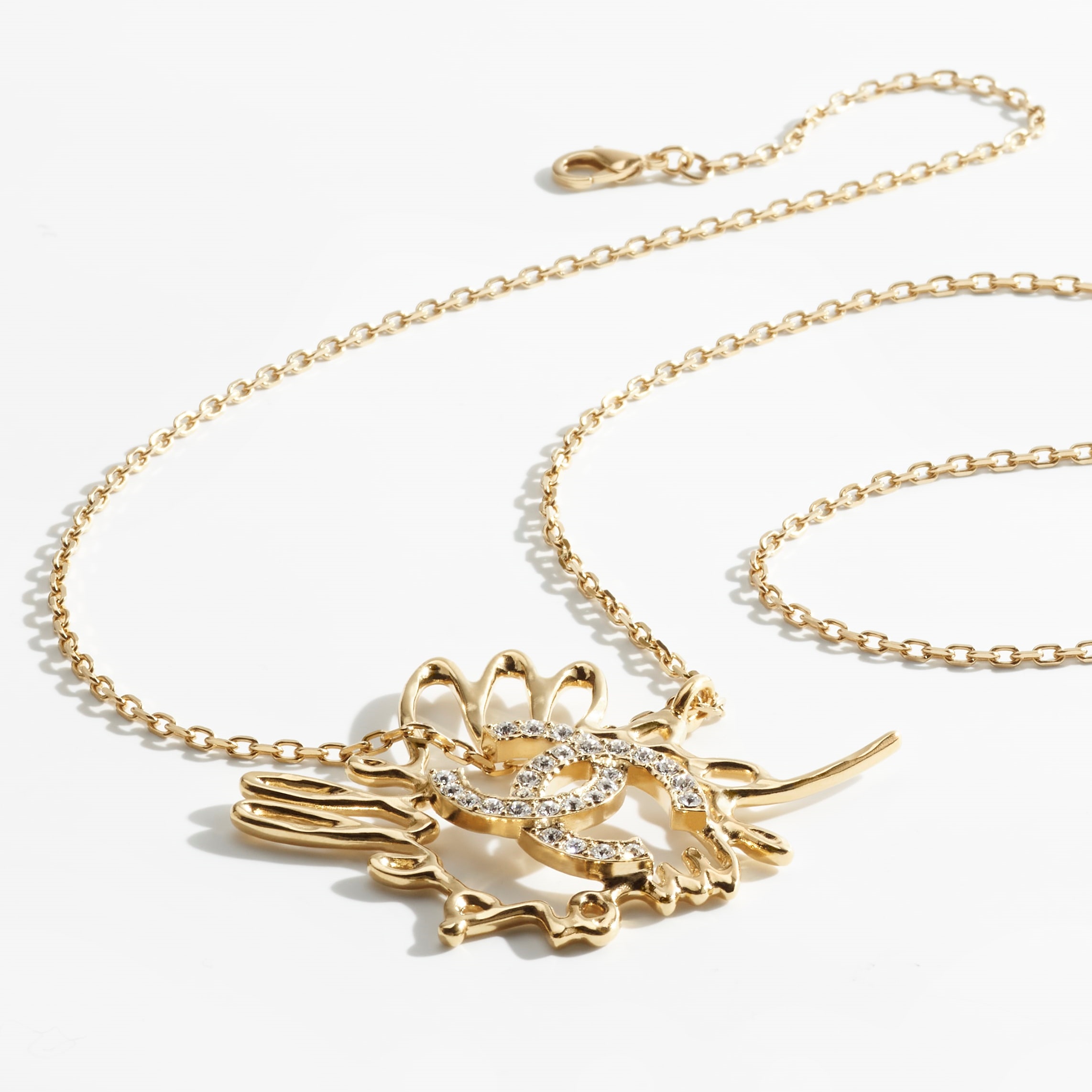 CCN187 Letters cc logo Long Pendant Necklace - ccjewelryacc