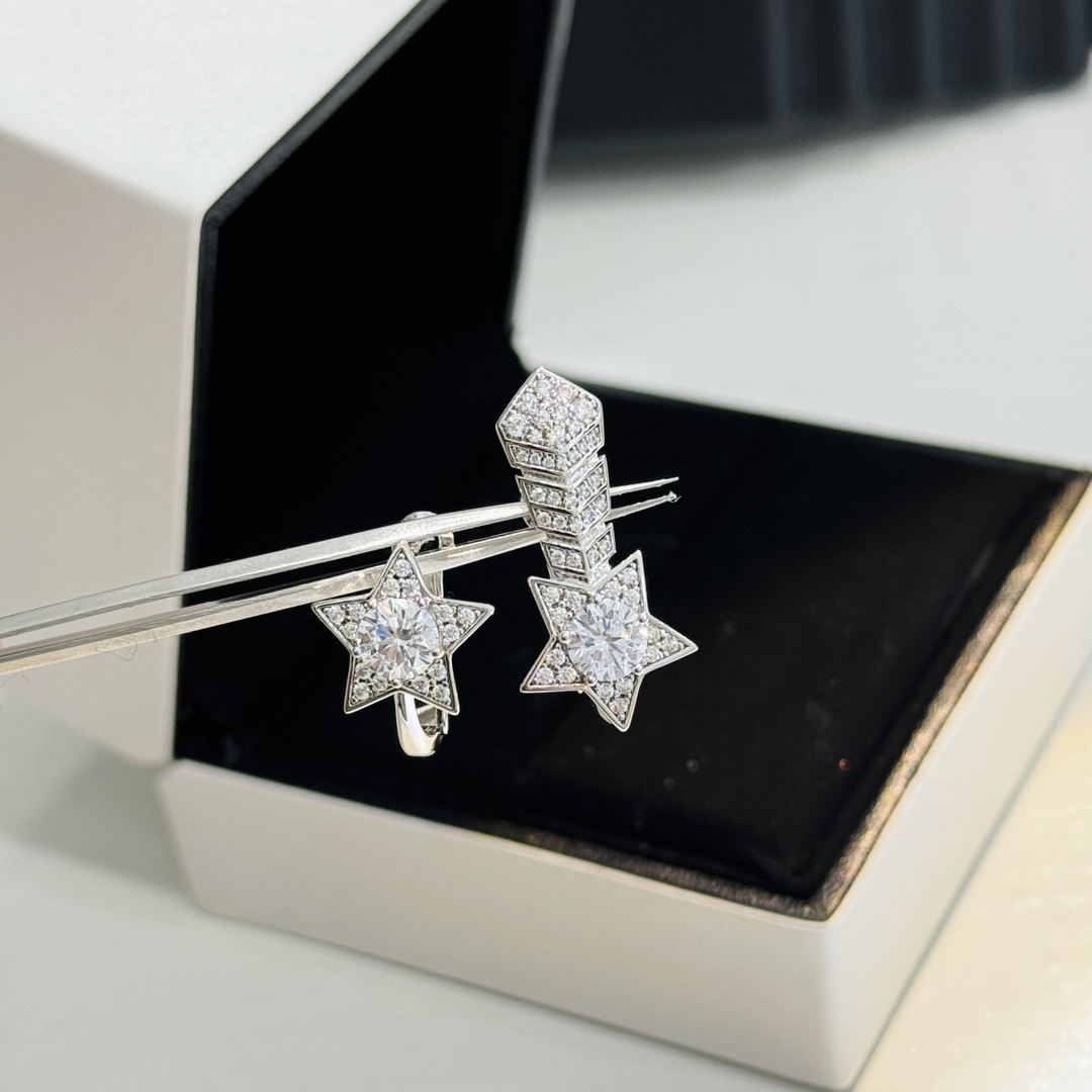 CCES012 S925 Sterling Silver diamond Comète Chevron earring clip - ccfashionjewelry