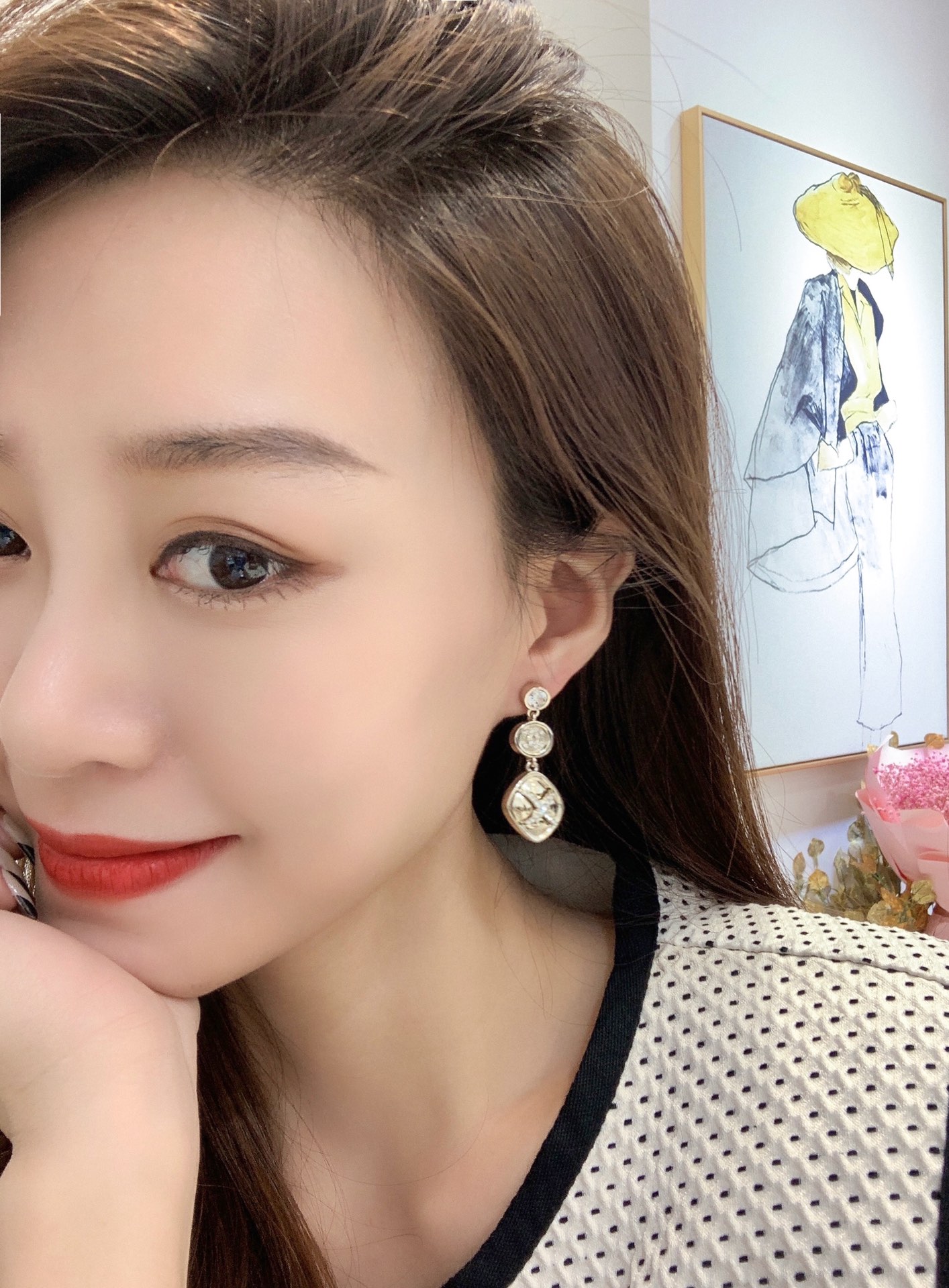 CCE881 X pattern cc logo earring - ccjewelryacc