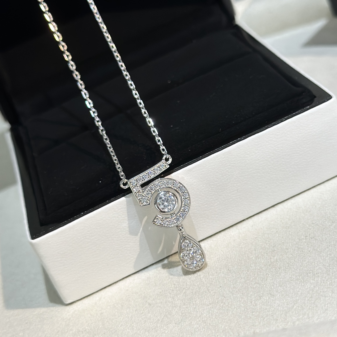 CCNS008 S925 Sterling silver diamond Eternal No 5 pendant NECKLACE - ccjewelryacc