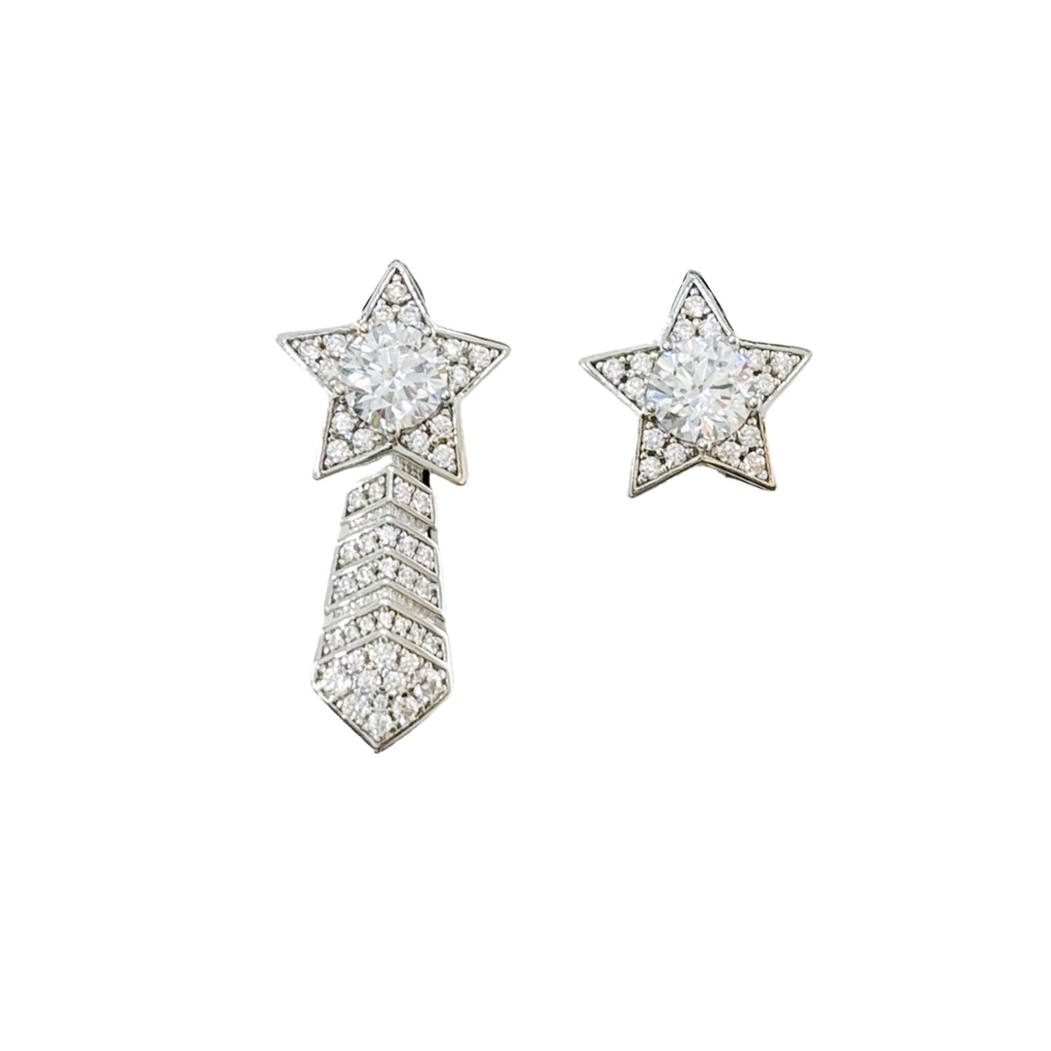 CCES012 S925 Sterling Silver diamond Comète Chevron earring clip - ccfashionjewelry