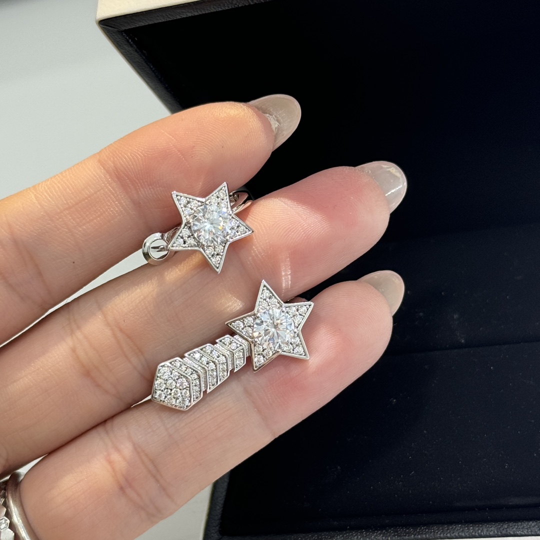 CCES012 S925 Sterling Silver diamond Comète Chevron earring clip - ccjewelryacc