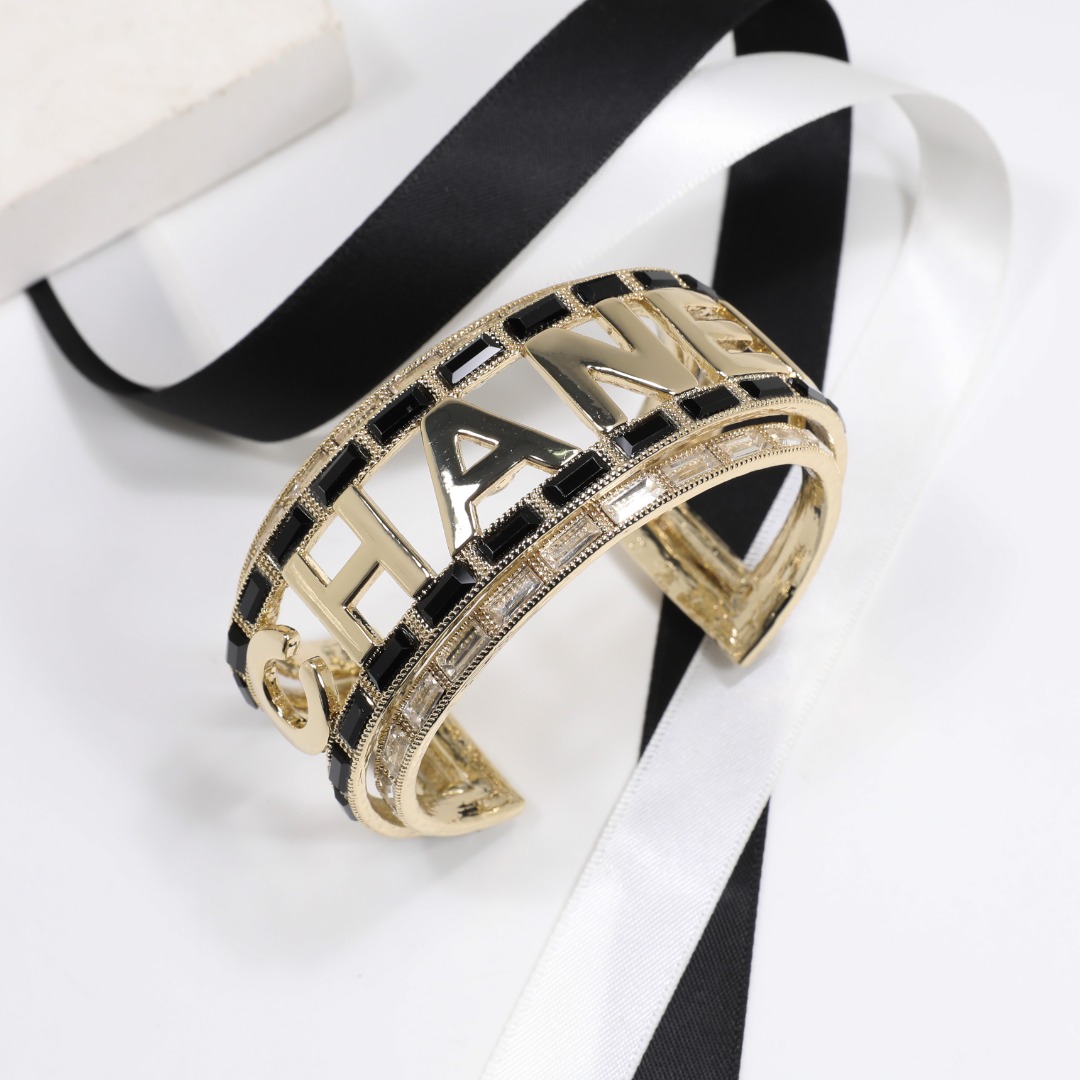 CCS190 Metal crystal Pierced bangle bracelet - ccjewelryacc