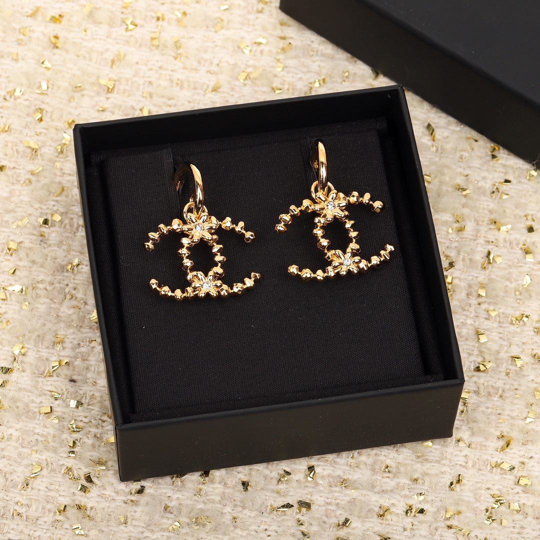 CCE878 Vintage cc logo pendant earrings - ccjewelryacc