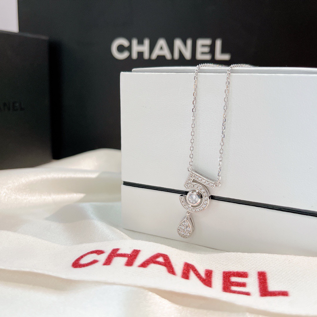 CCNS008 S925 Sterling silver diamond Eternal No 5 pendant NECKLACE - ccjewelryacc