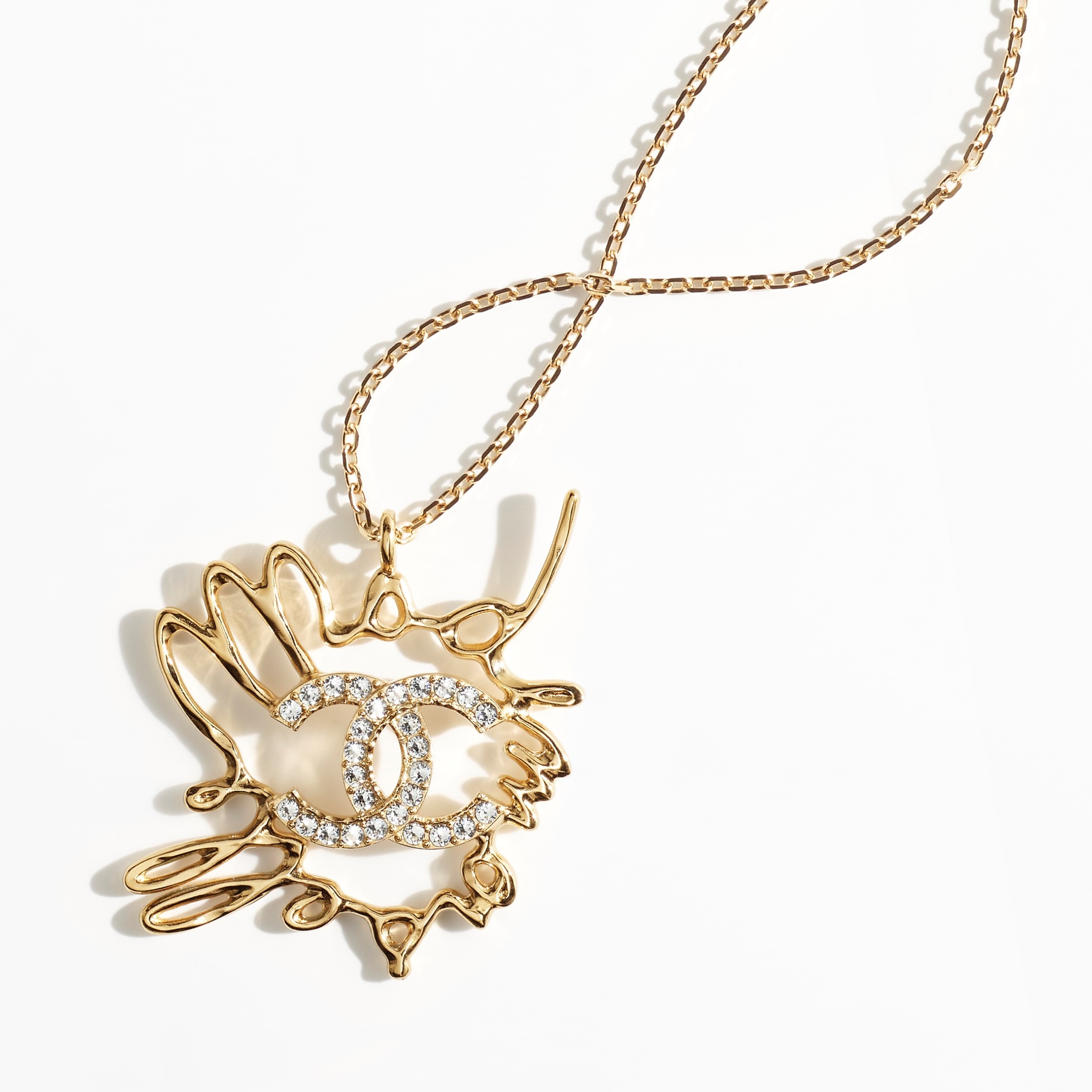 CCN187 Letters cc logo Long Pendant Necklace - ccjewelryacc