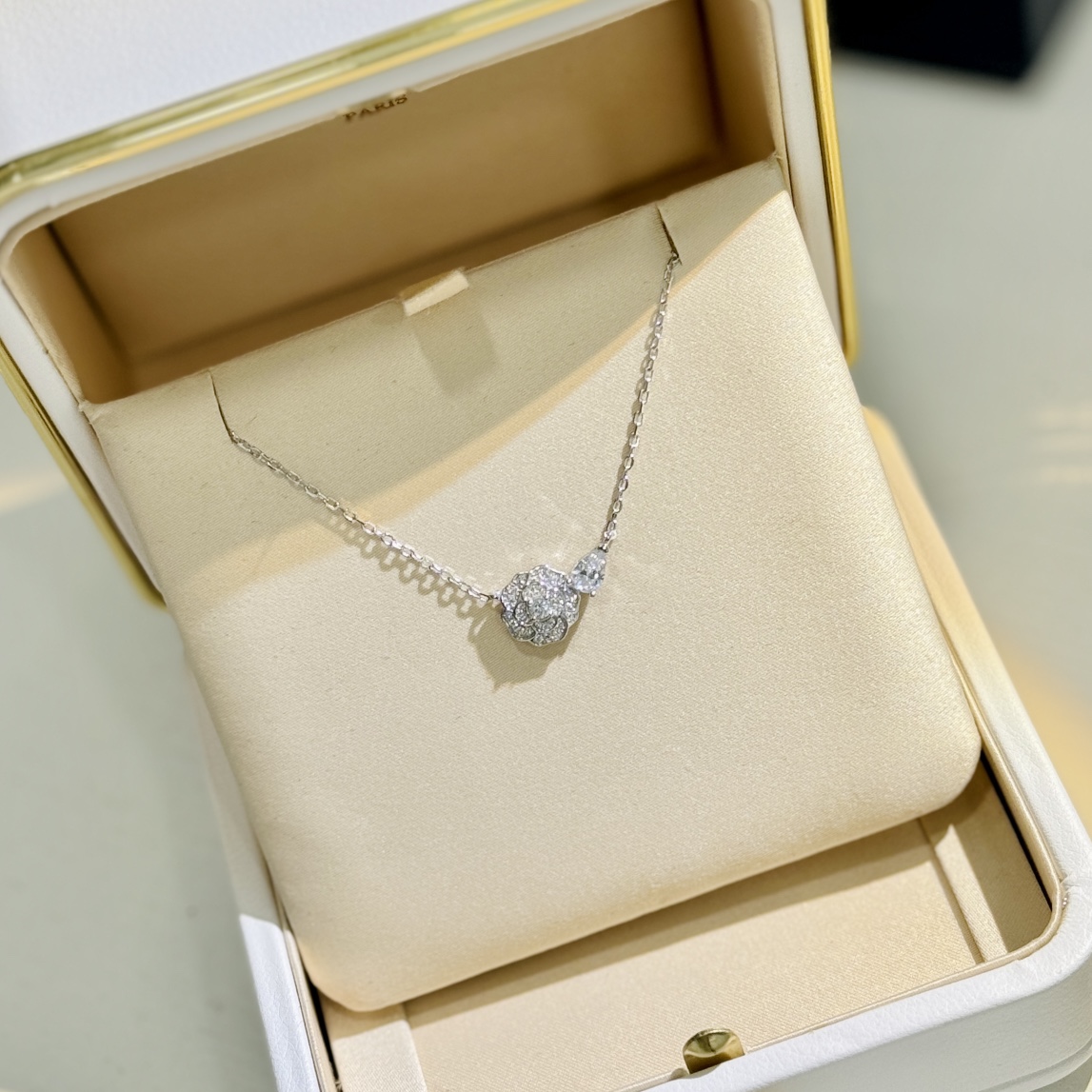 CCNS009 S925 Sterling silver BOUTON DE CAMELIA NECKLACE - ccjewelryacc