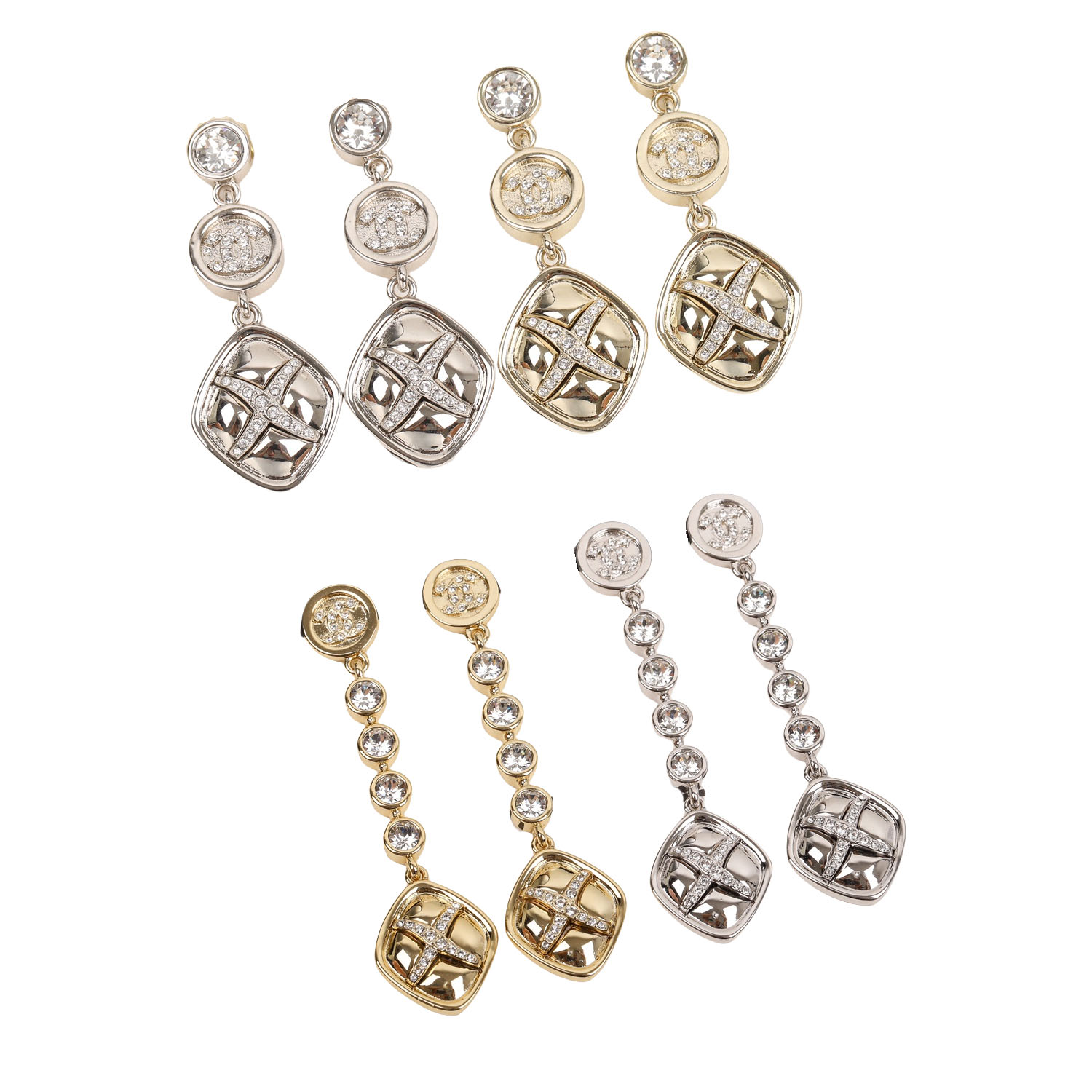 CCE881 X pattern cc logo earring - ccjewelryacc