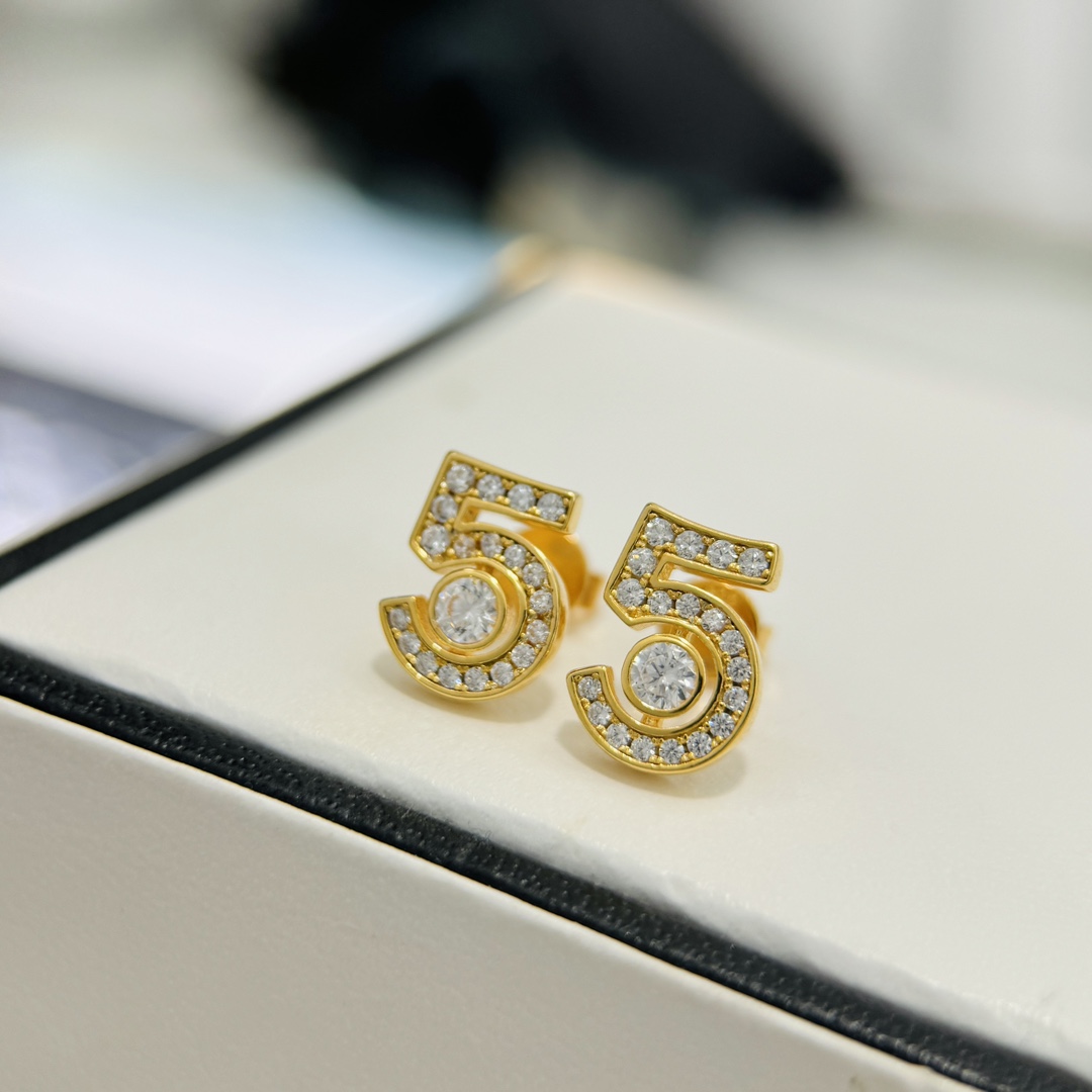 CCES011 S925 Sterling silver Eternal N°5 stud earring - ccfashionjewelry