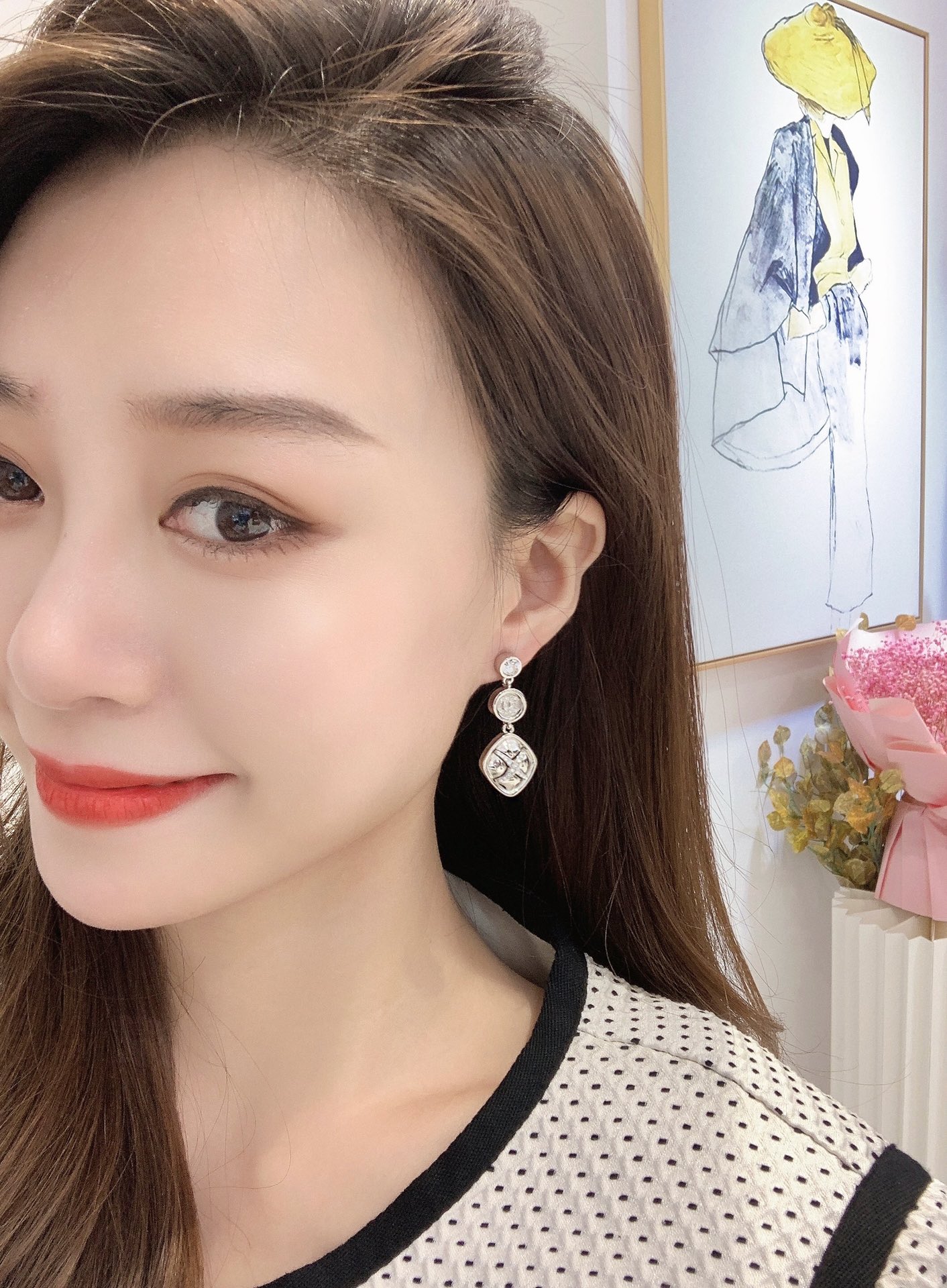 CCE881 X pattern cc logo earring - ccjewelryacc