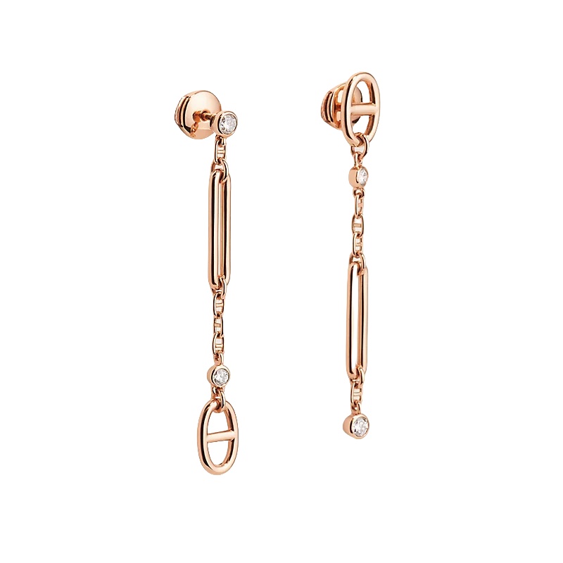 HMEV007 18k rose Gold kelly Chaine d'ancre Chaos earring - ccfashionjewelry