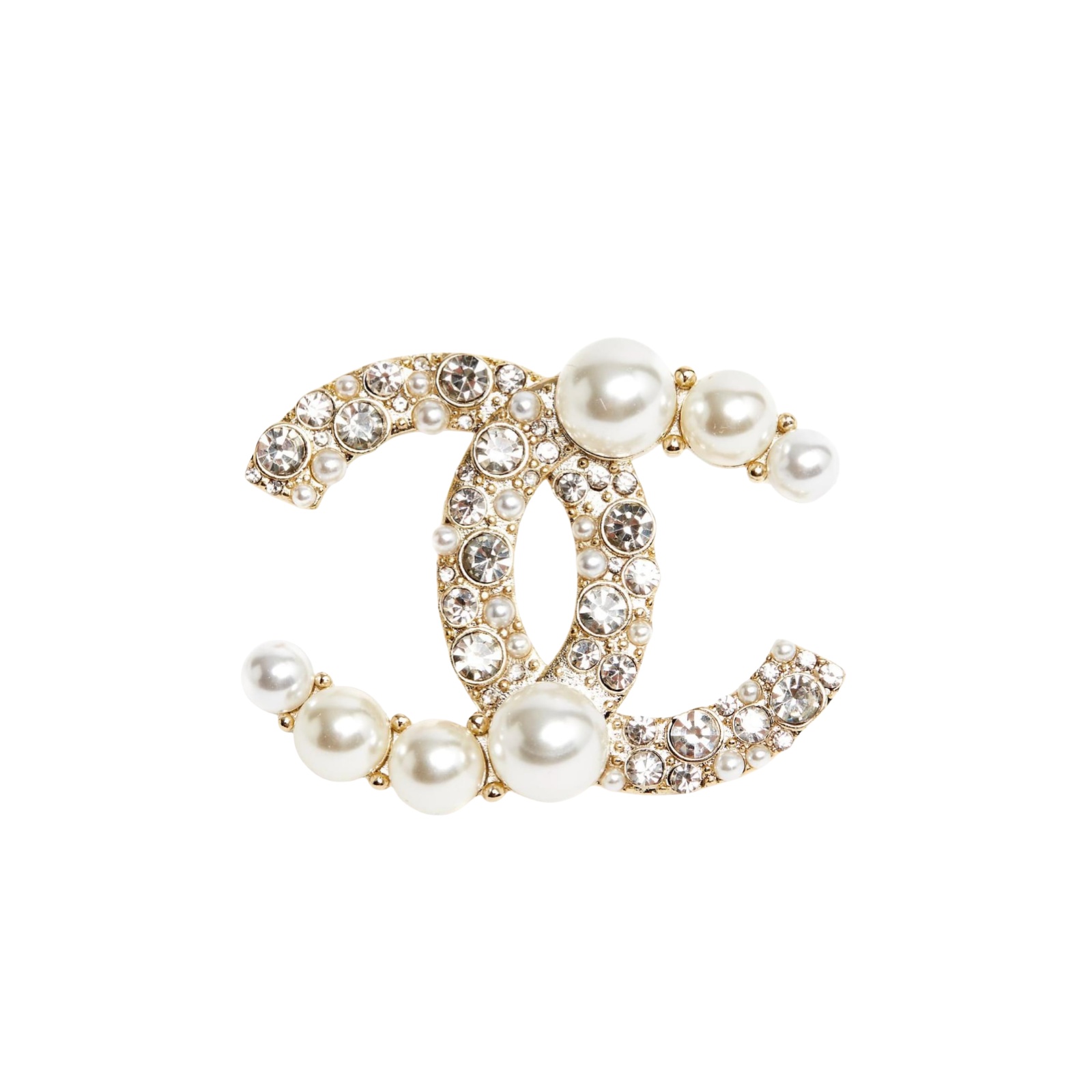BCB069 Crystal and pearl CC brooch pines - ccjewelryacc