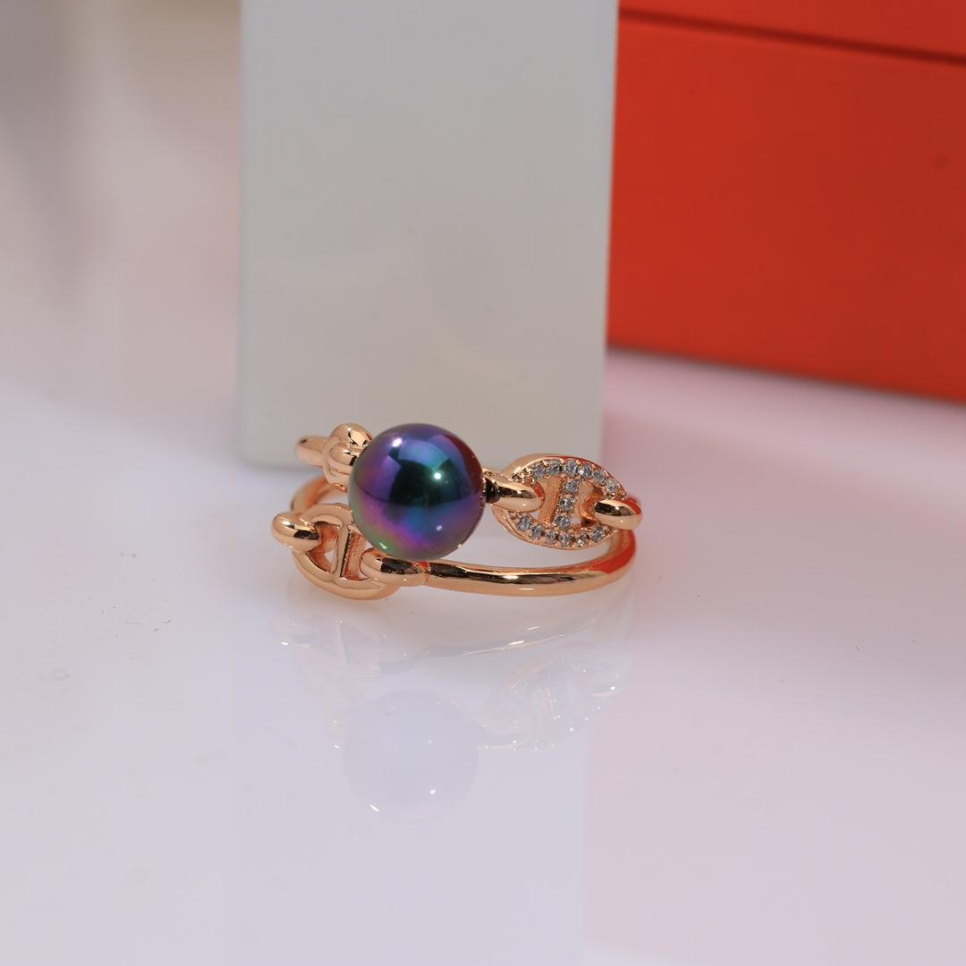 HMRV001 18k rose Gold Chaine d'ancre Chaos Pearl ring - ccjewelryacc